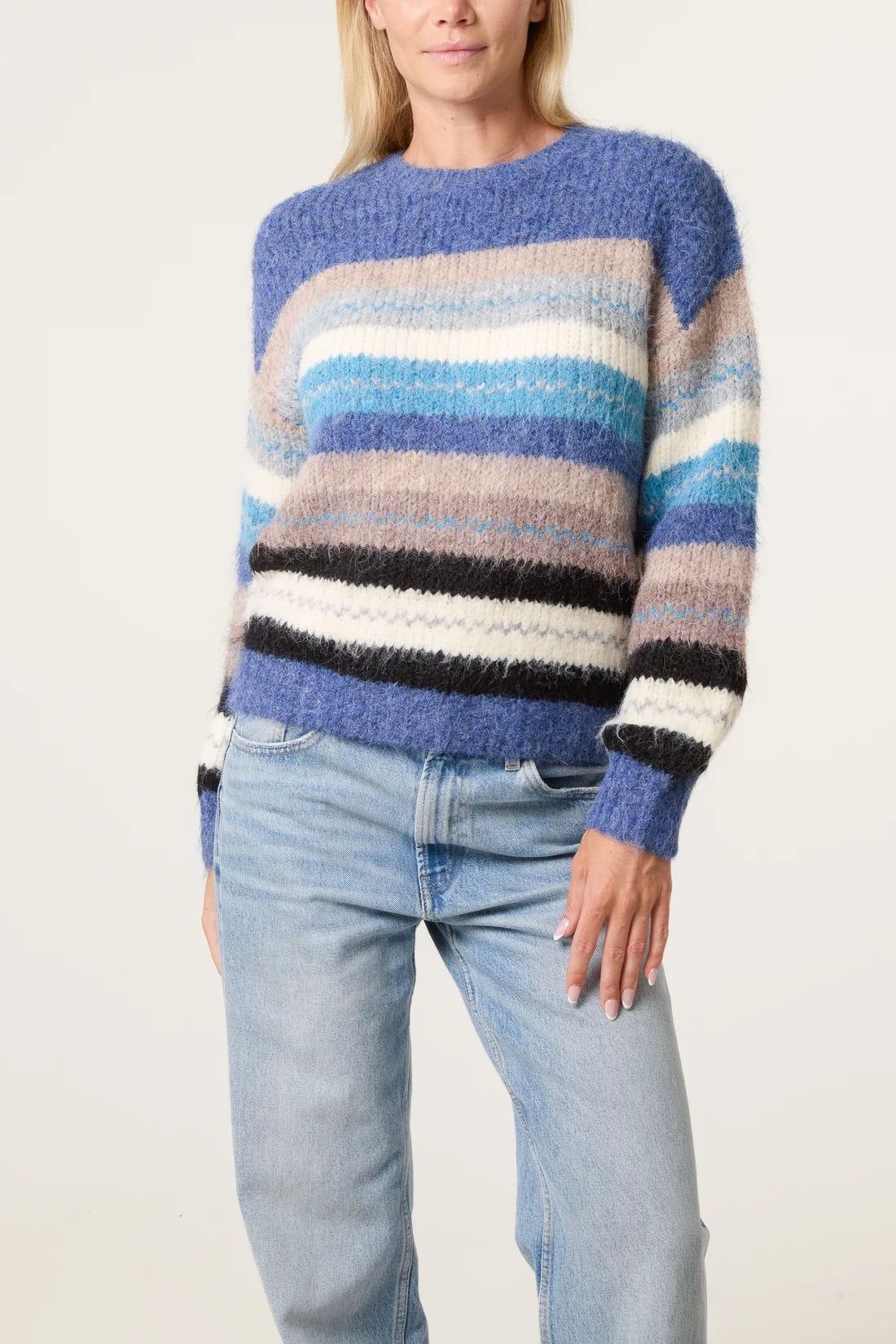 Striped Textured Knit Jumper