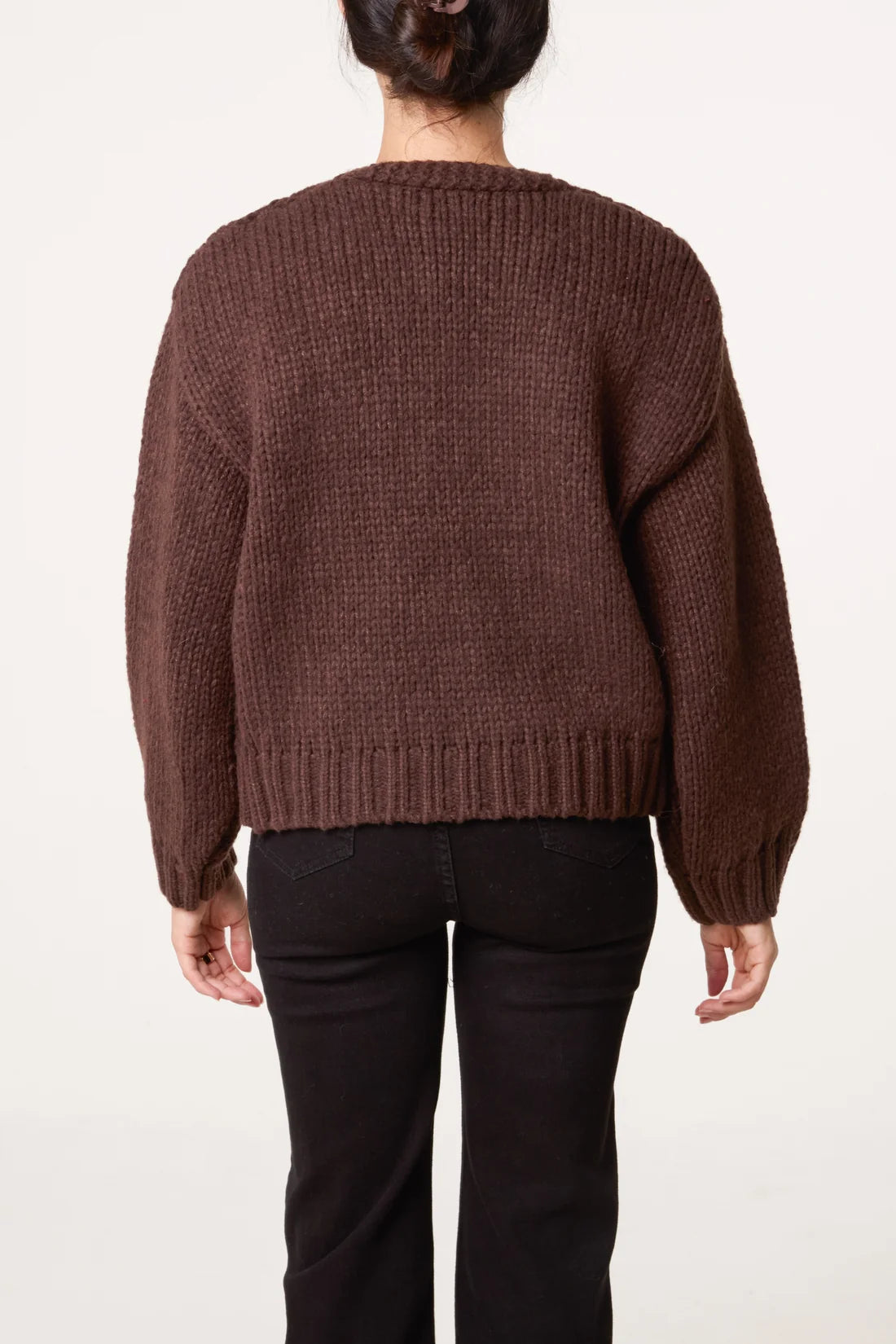 Embroidered Cable Knit Cardigan