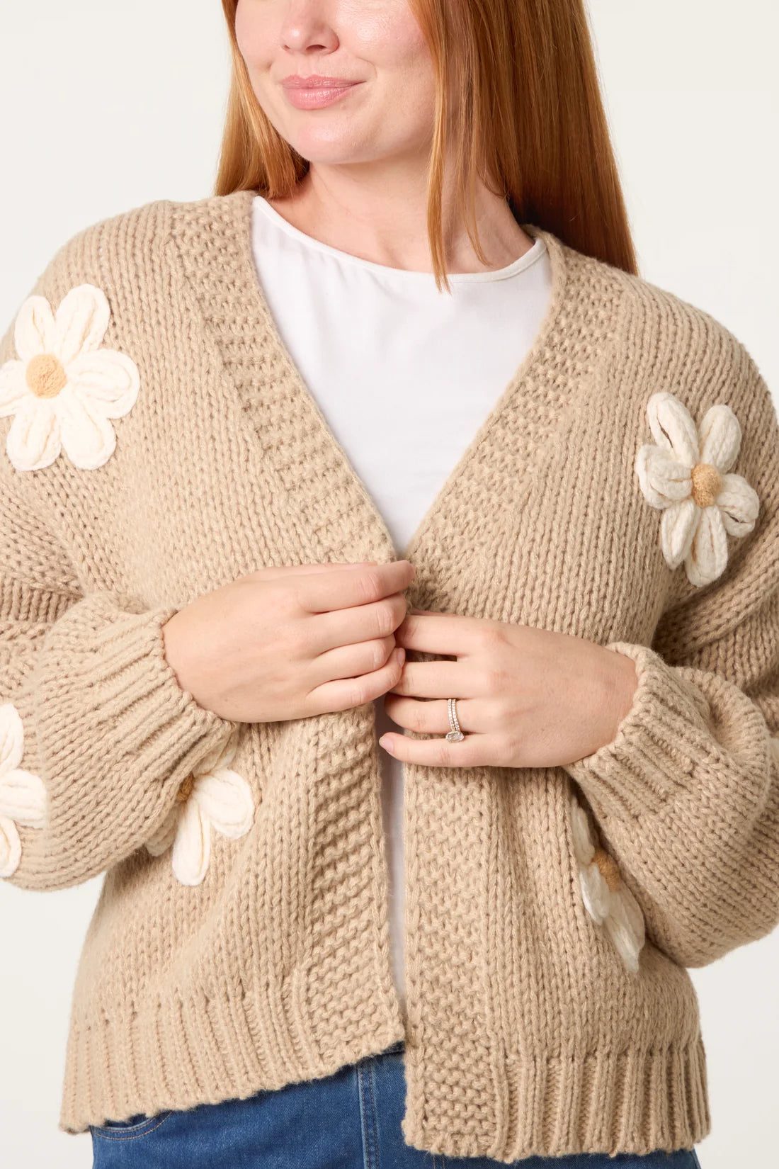 Floral Applique Knit Cardigan