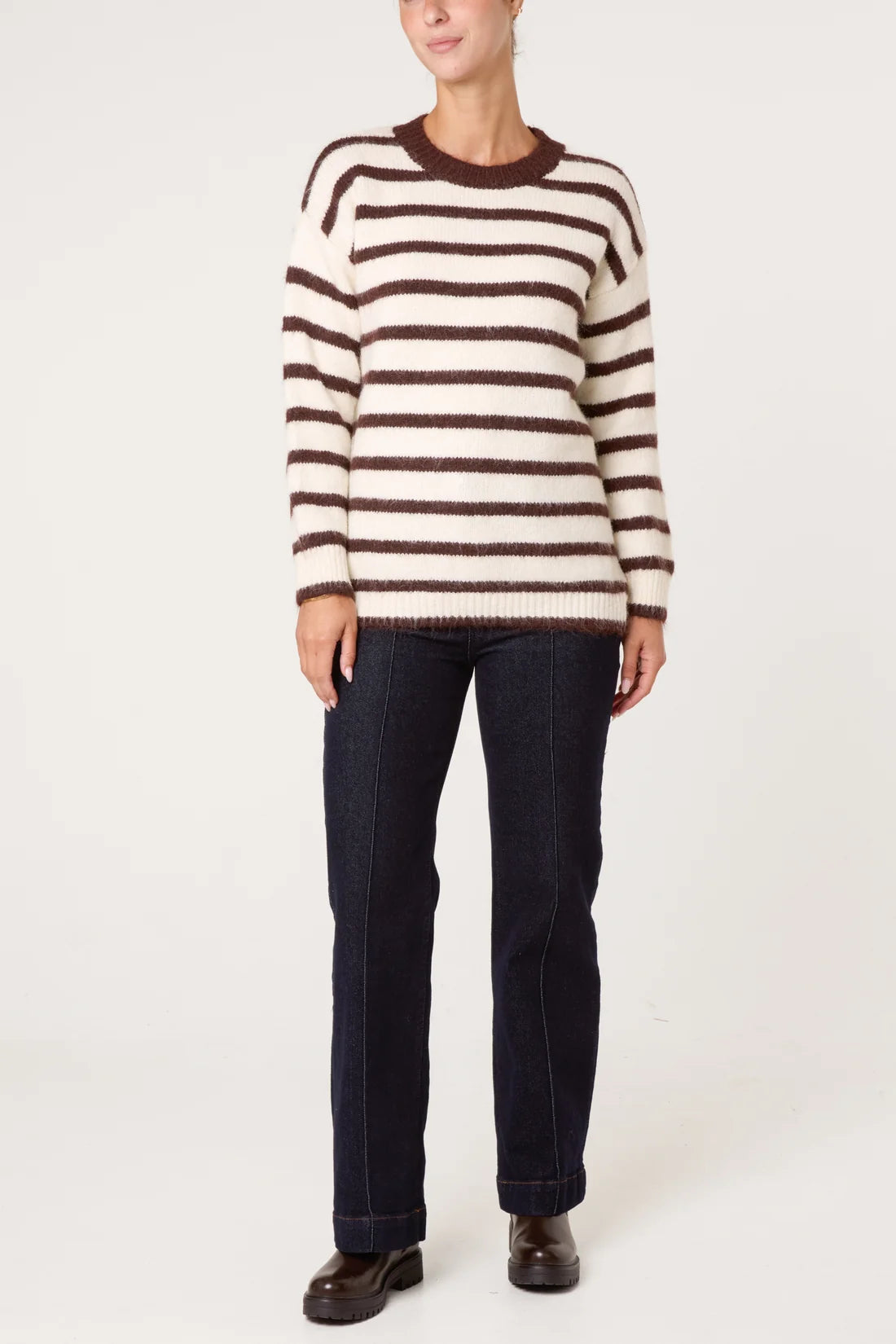 Striped Wool Blend Crew Neck Jumper