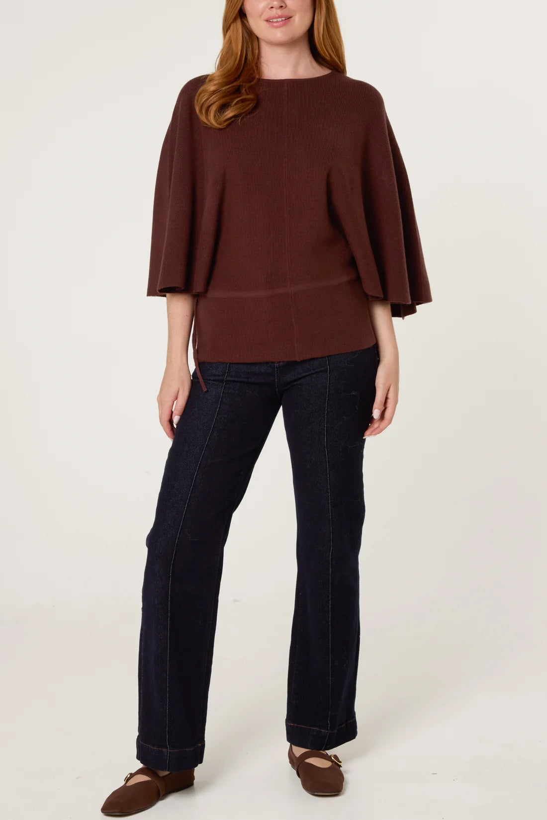 Flowing Knit Jumper with Cinched Waist