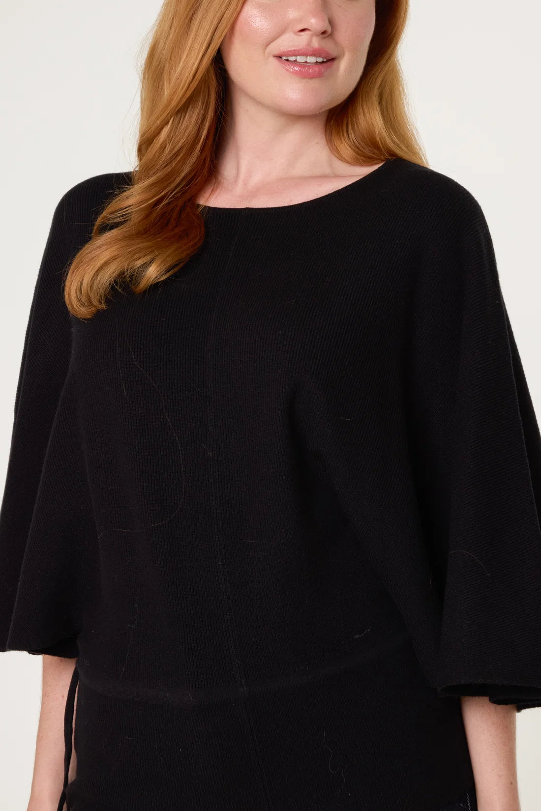 Boat Neck Knit Jumper with Side Tie