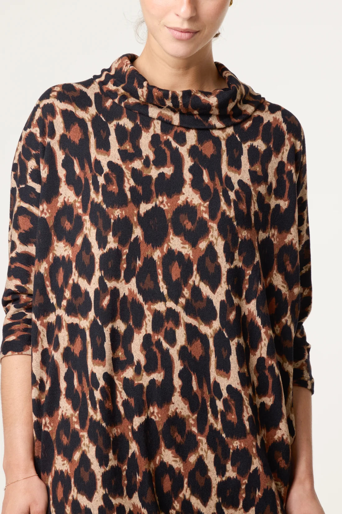 Animal Print Cowl Neck Dress