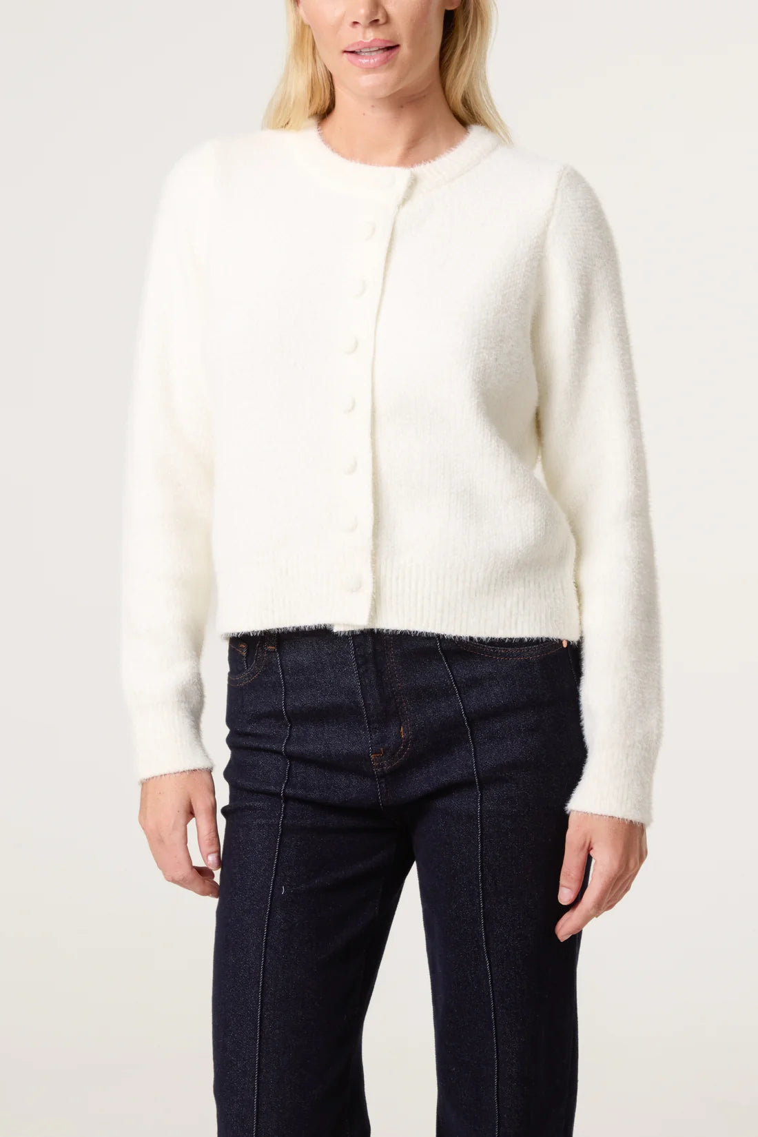 Textured Knit Cropped Cardigan