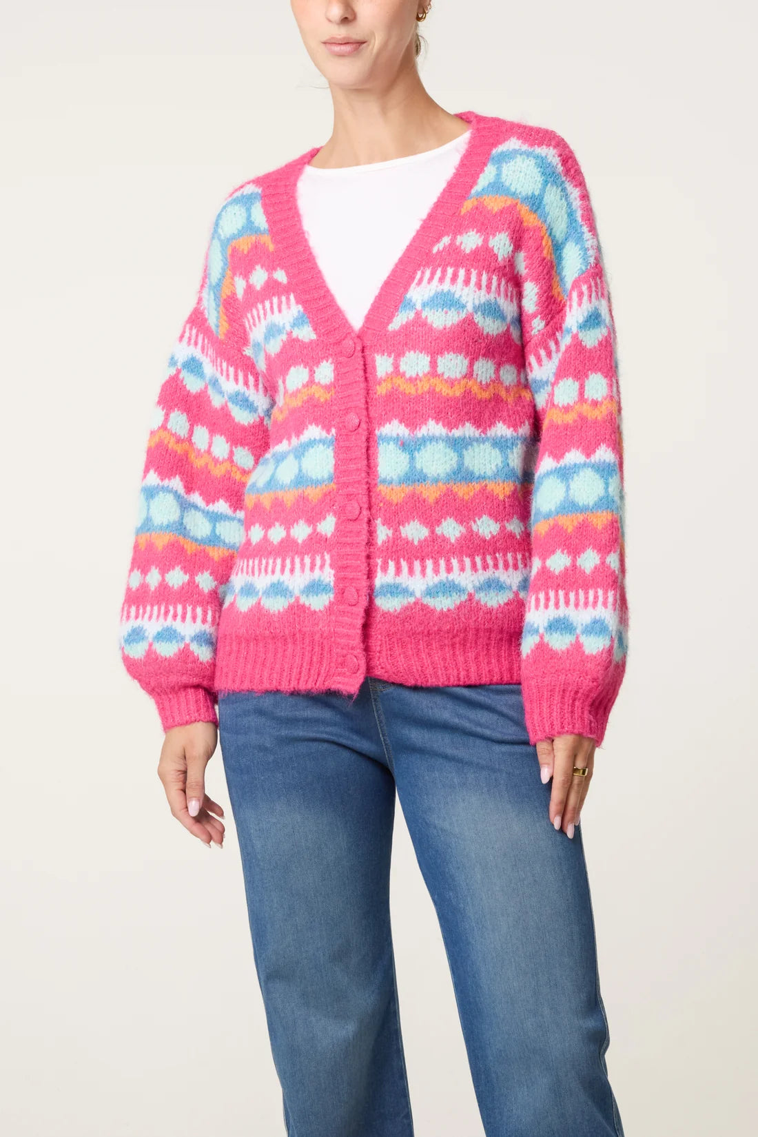 Geometric Pattern Knit Cardigan