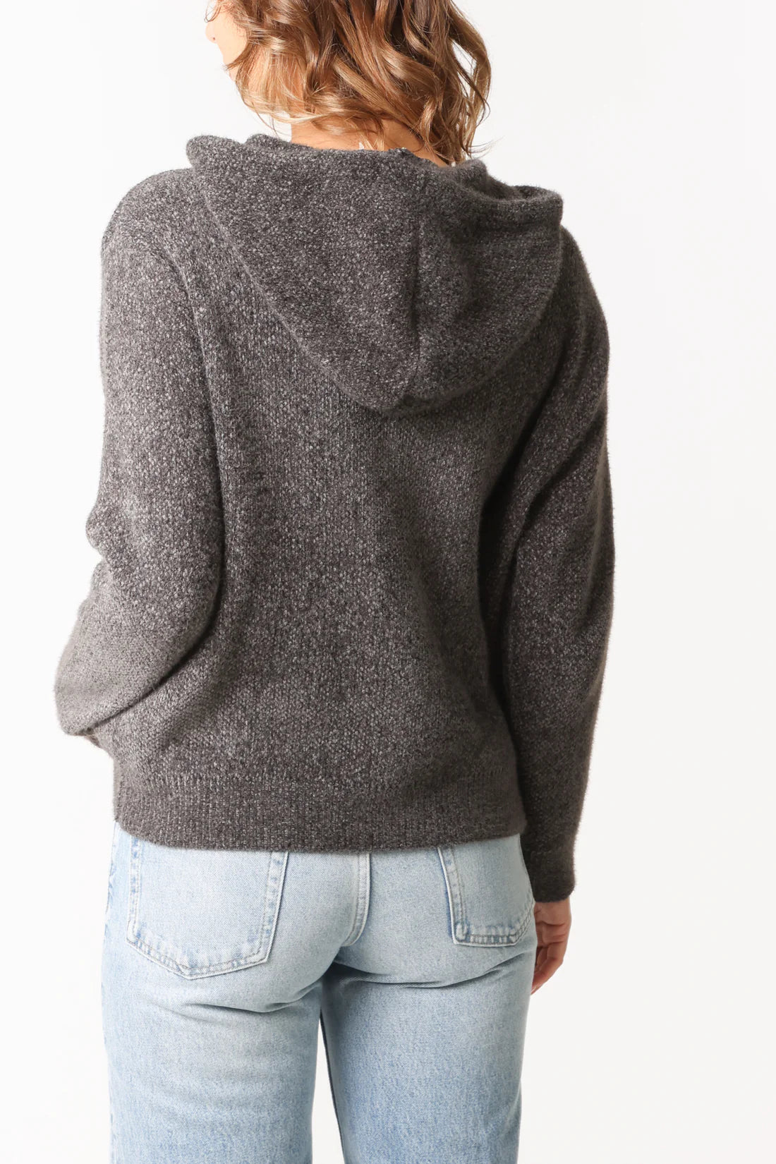Textured Knit Zip-Front Hoodie