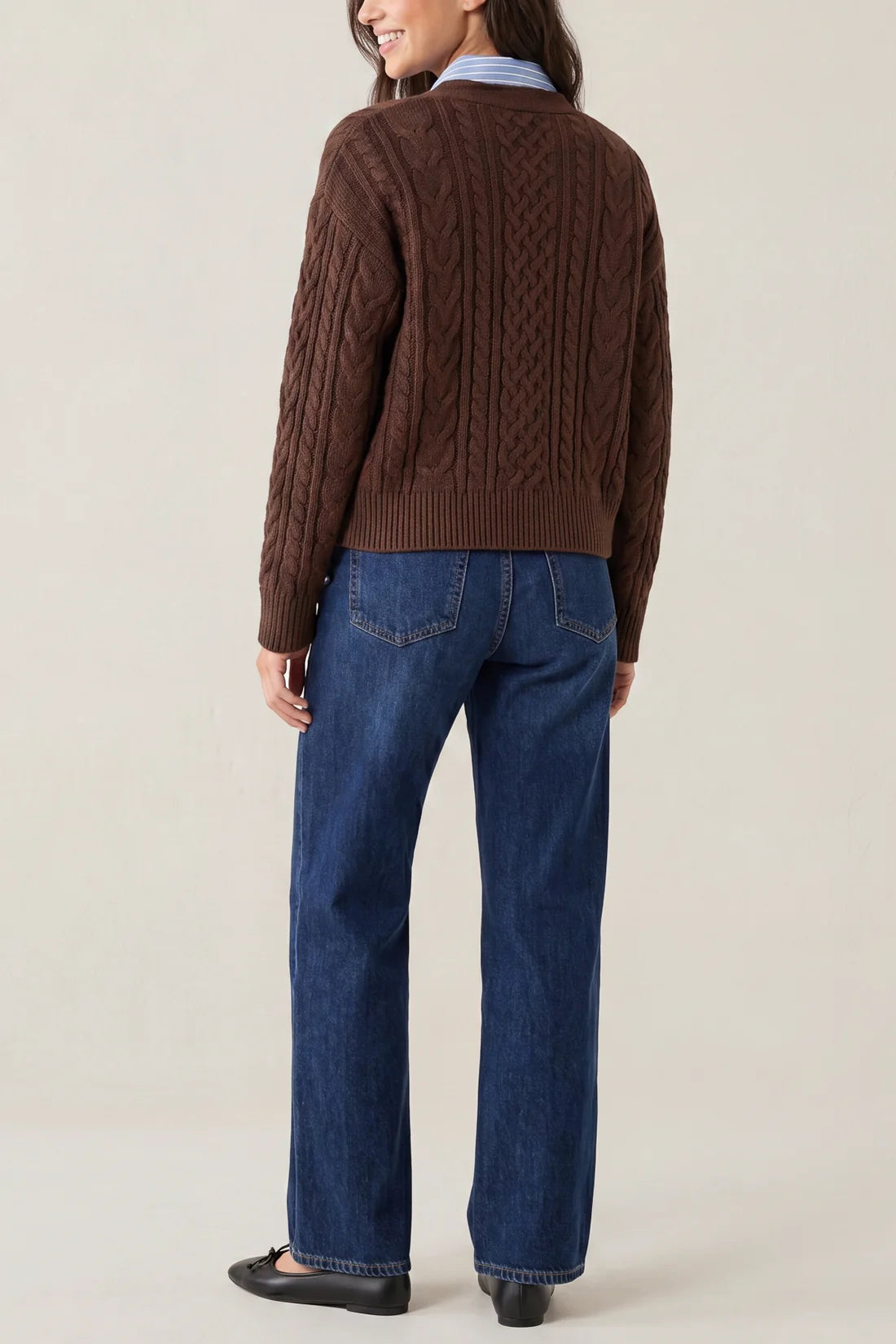 Cable Knit Button-Front Cardigan