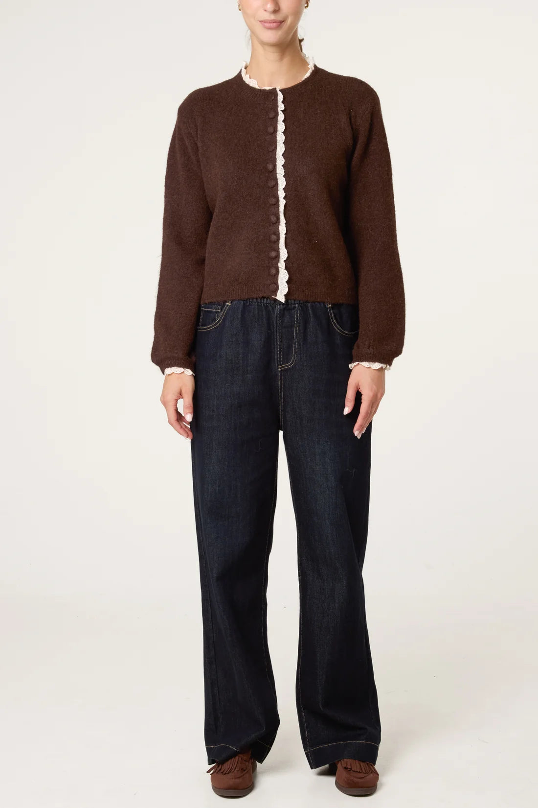 Lace Trim Knit Cardigan