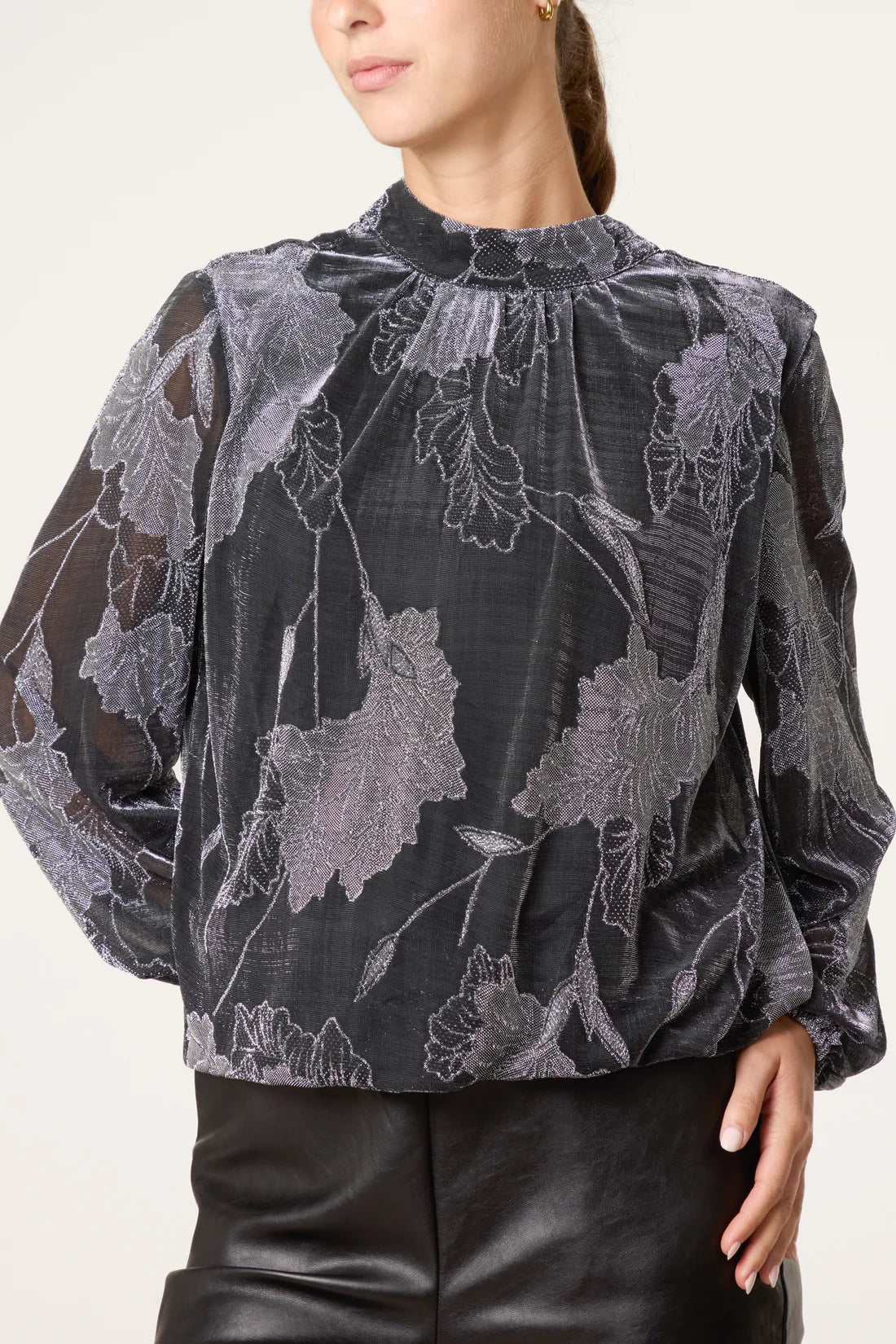 Floral Print Shimmer Blouse