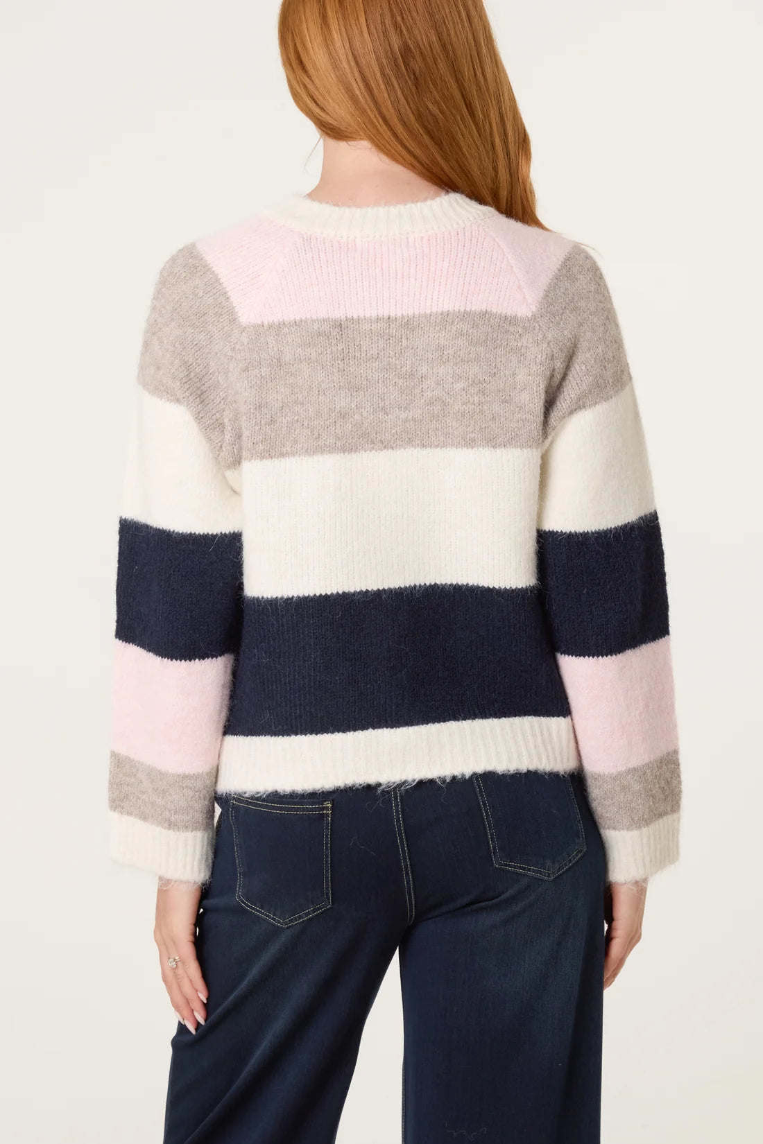 Striped Appliqué Button Cardigan