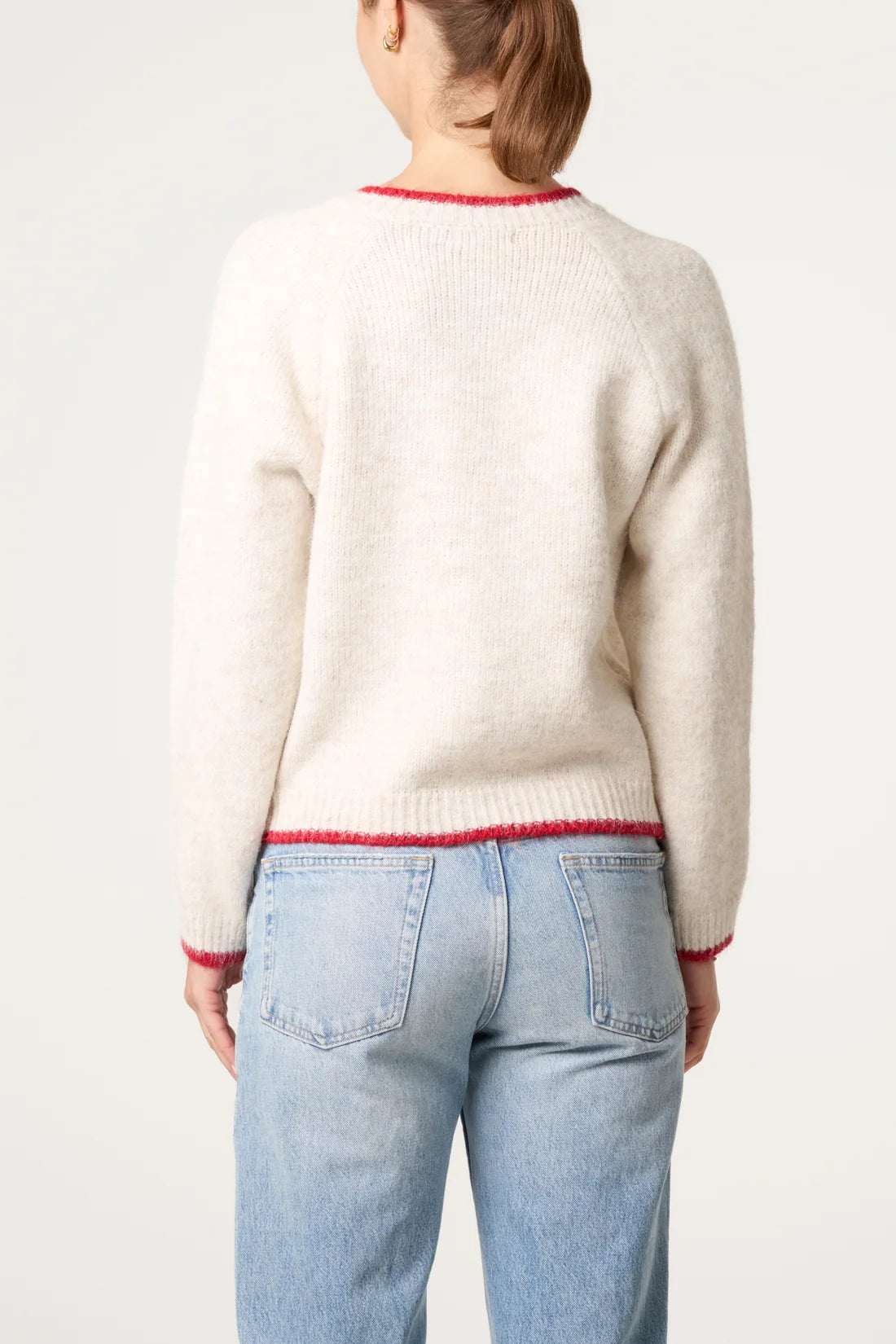 Heart Button Trim Knit Cardigan