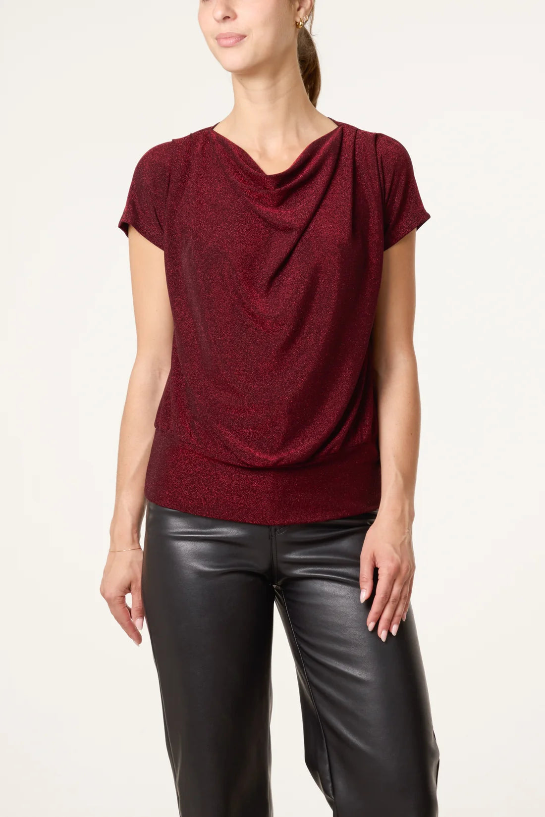 Shimmer Cowl Neck Top
