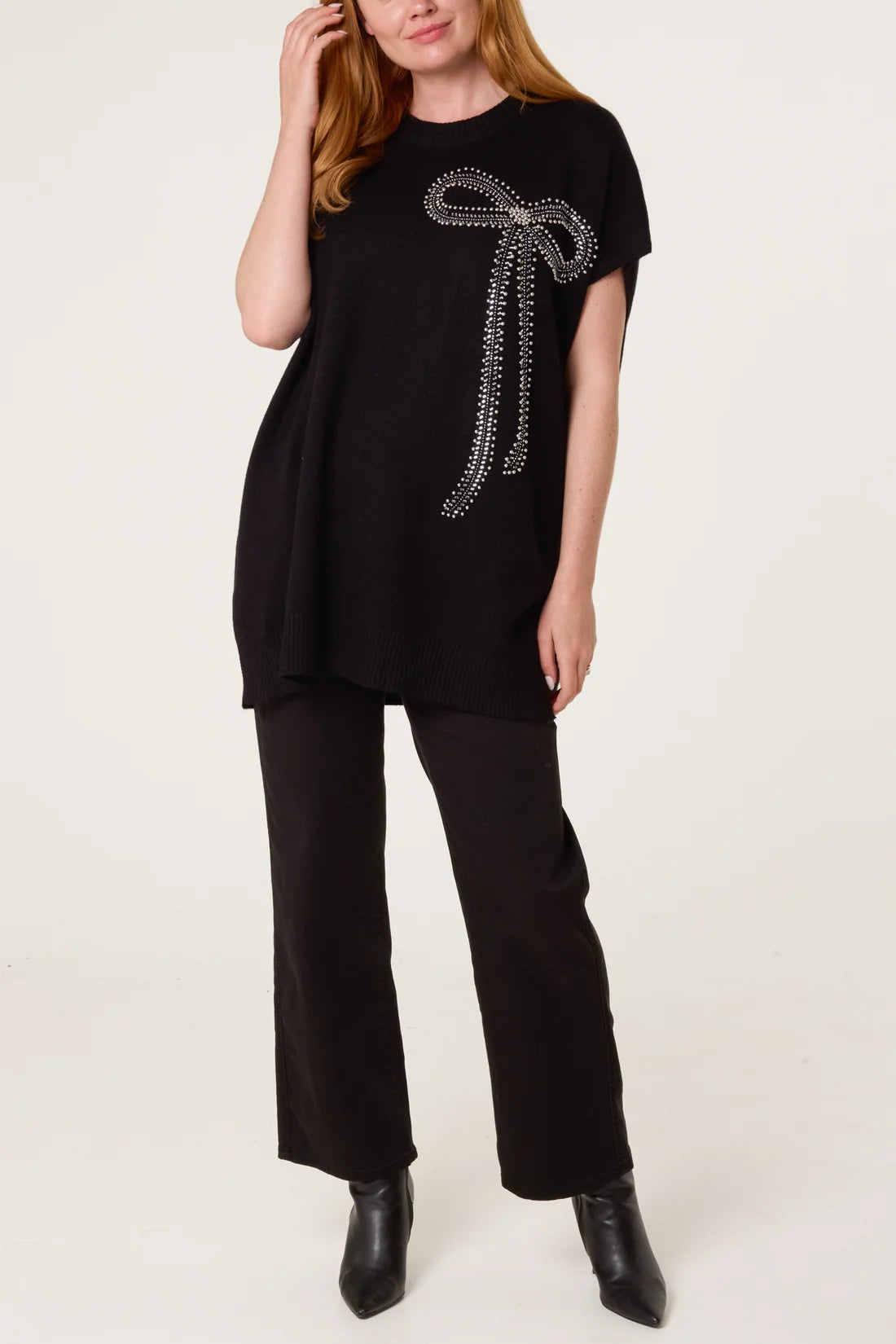 Sparkling Bow Embellished Knitted Vest