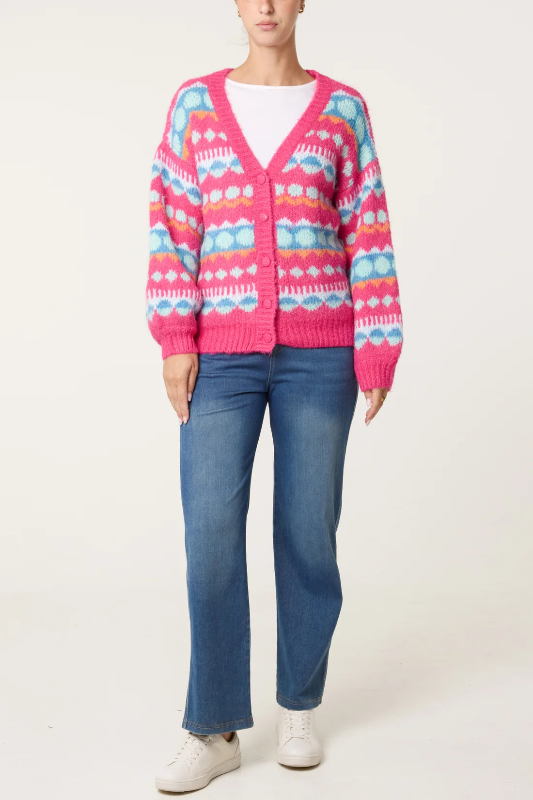 Geometric Pattern Knit Cardigan