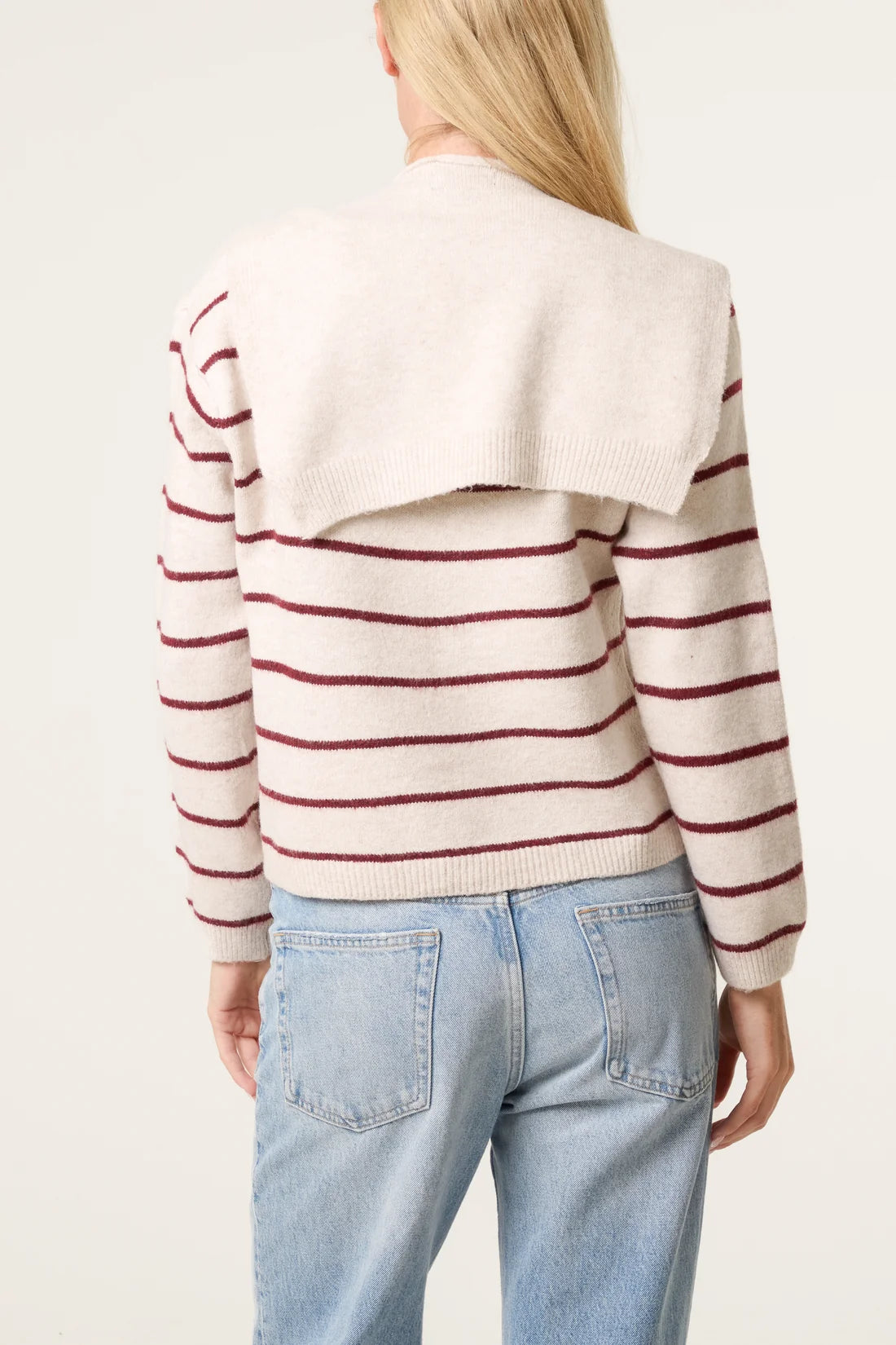 Striped Knit Scarf Cardigan