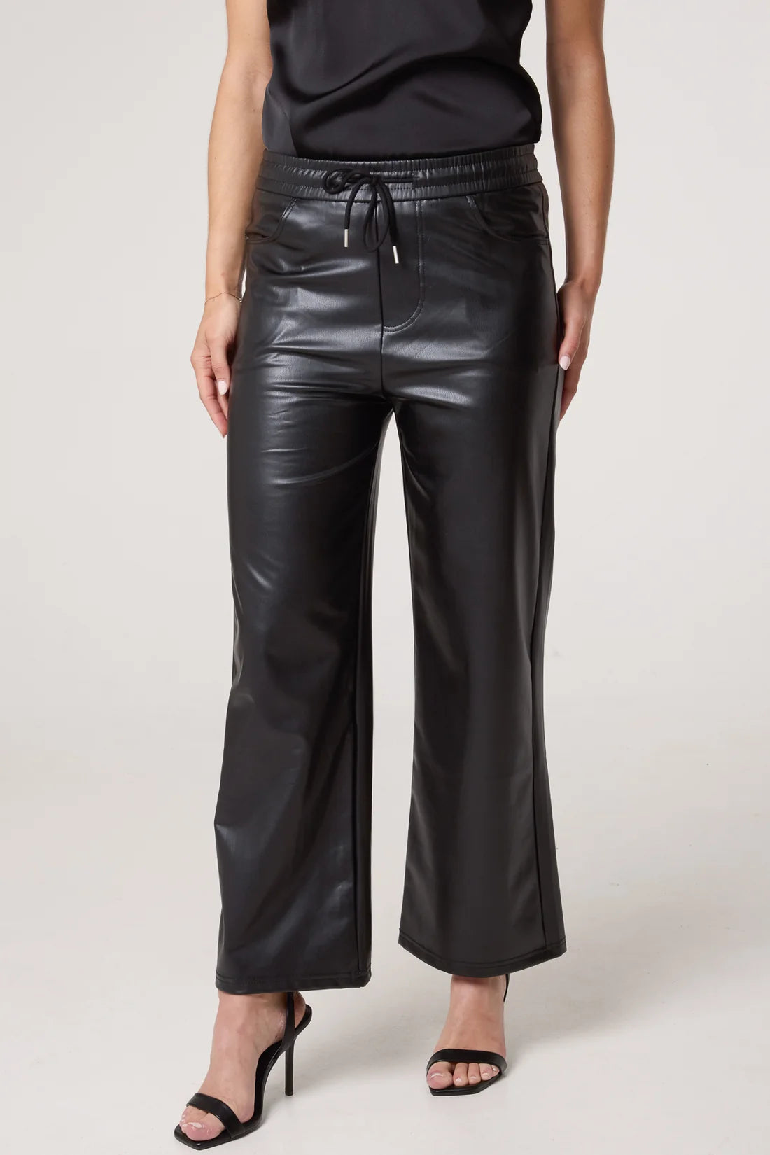 PU Leather Drawstring Trousers