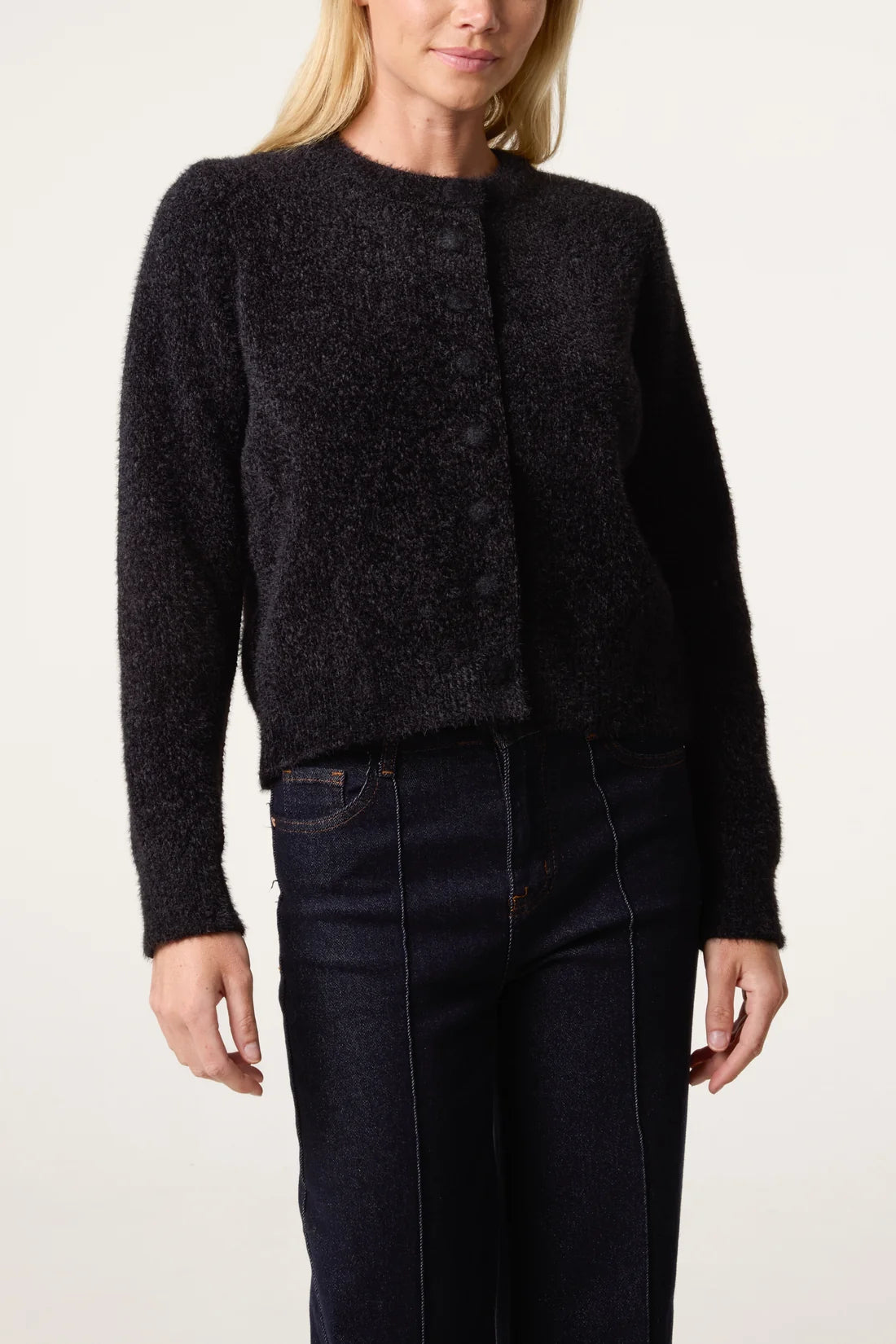 Textured Knit Cropped Cardigan