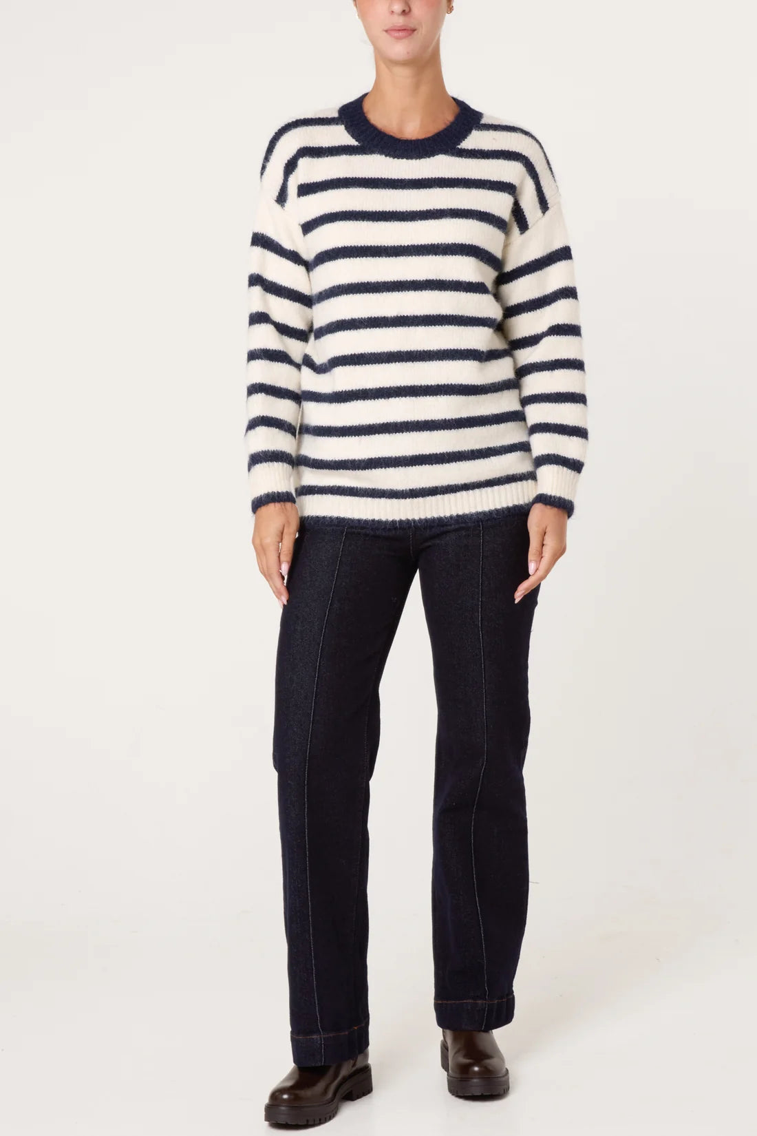 Striped Knit Wool Blend Jumper