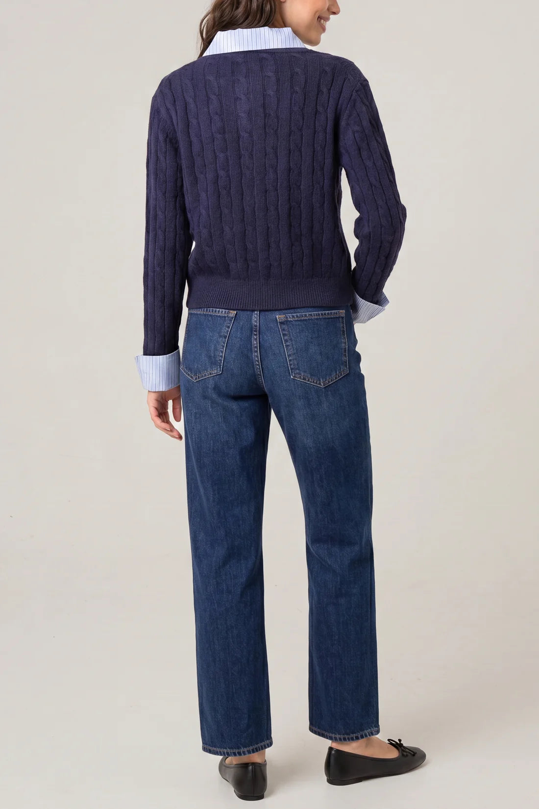 Cable Knit Crew Neck Cardigan