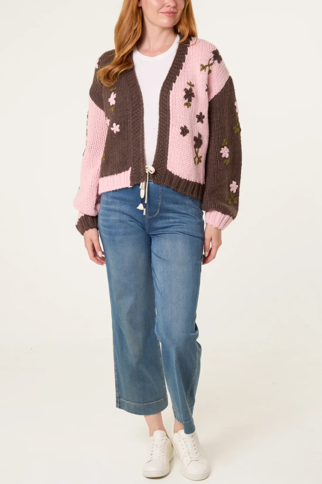Embroidered Colour Combo Knit Cardigan