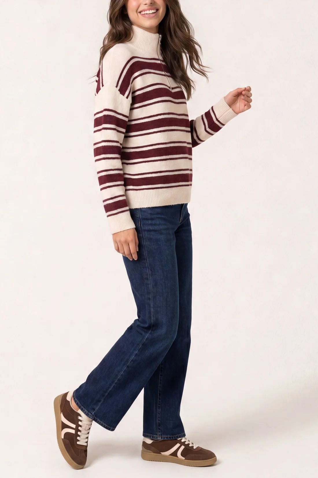 Striped Quarter Zip Jumper