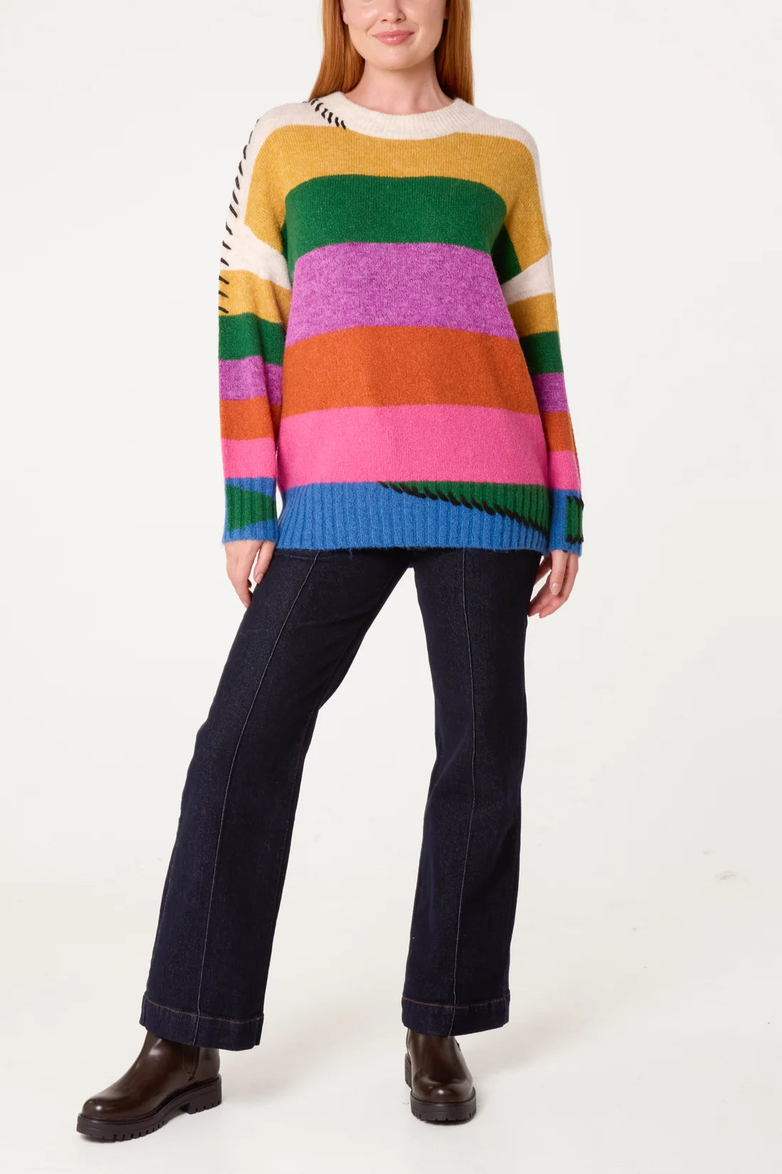 Multi-Stripe Stitch Detail Jumper