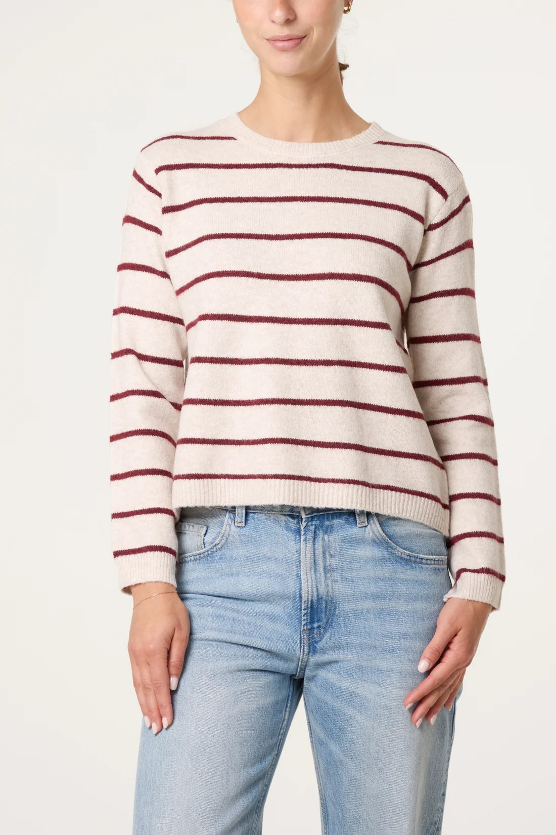 Striped Knit Scarf Wrap Jumper