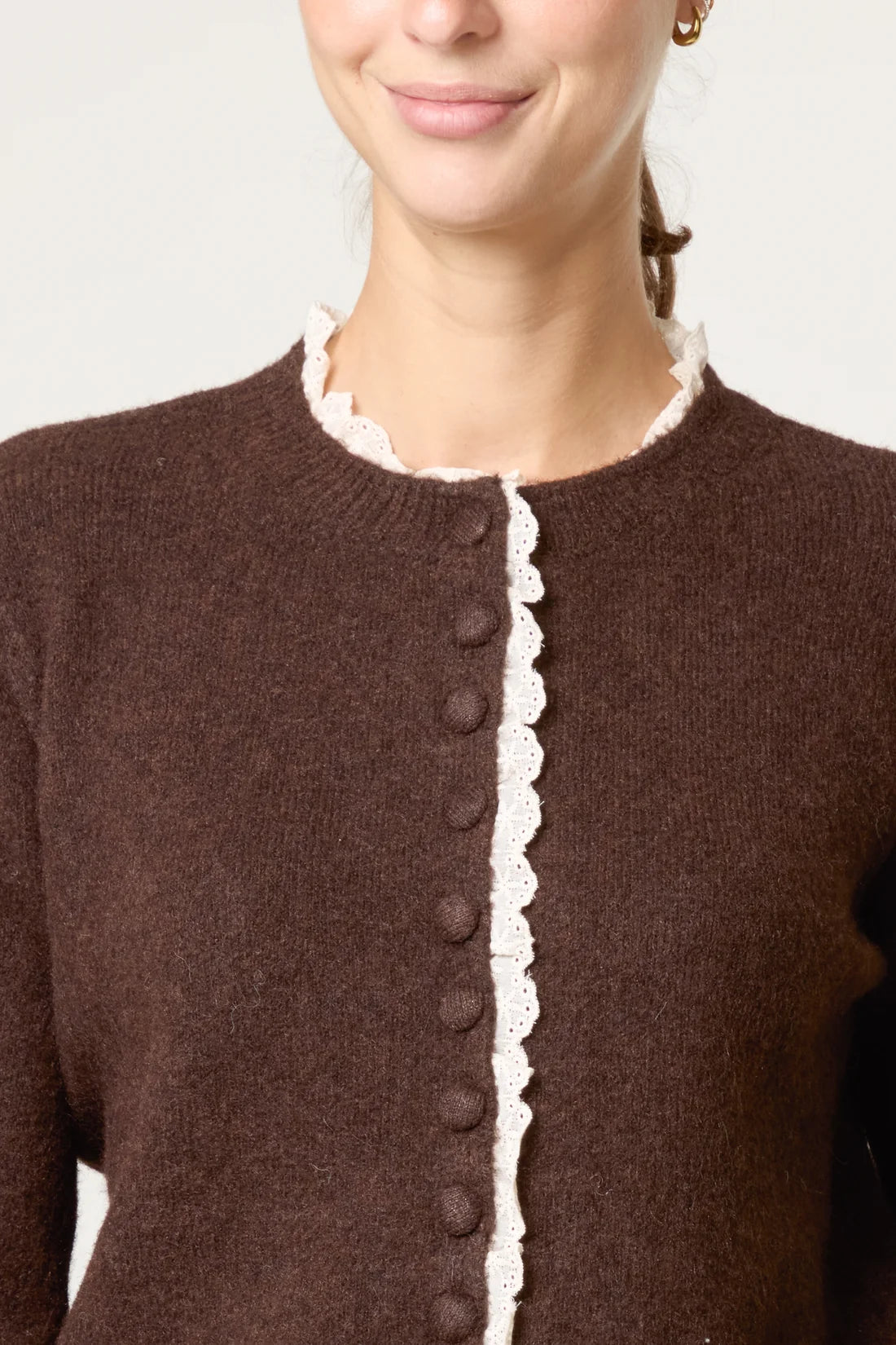 Lace Trim Knit Cardigan