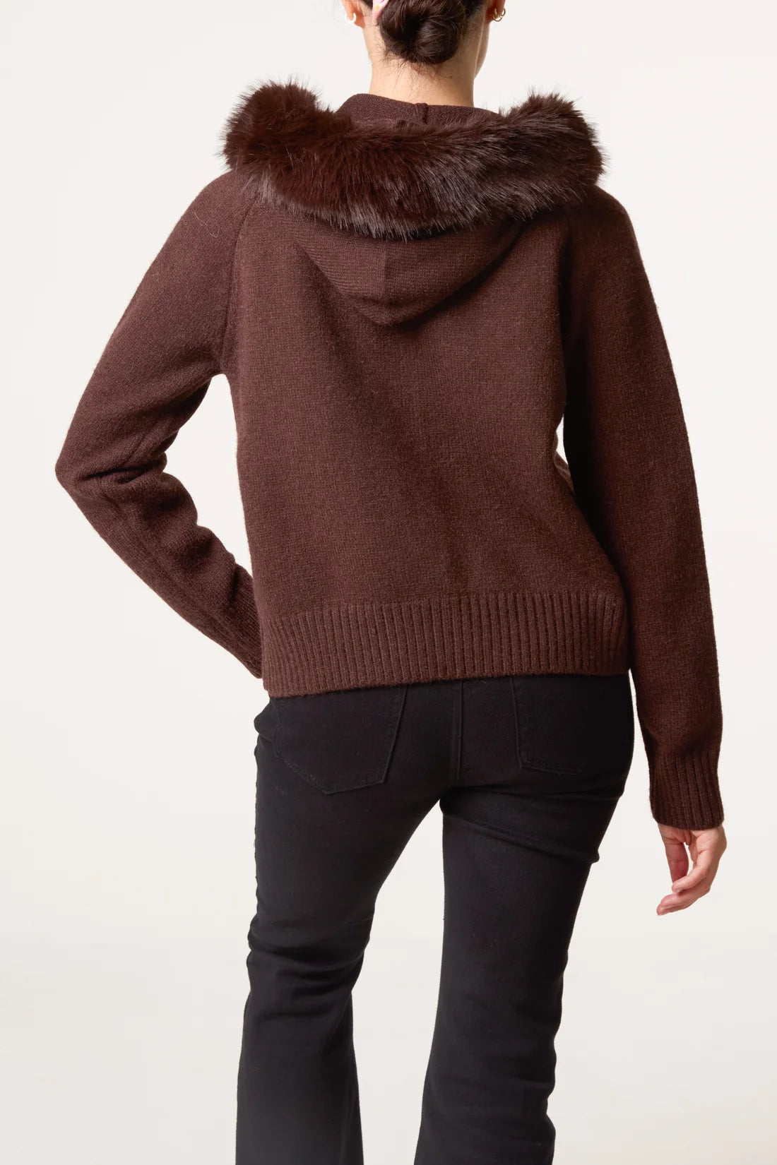 Hooded Faux-Fur Trim Knit