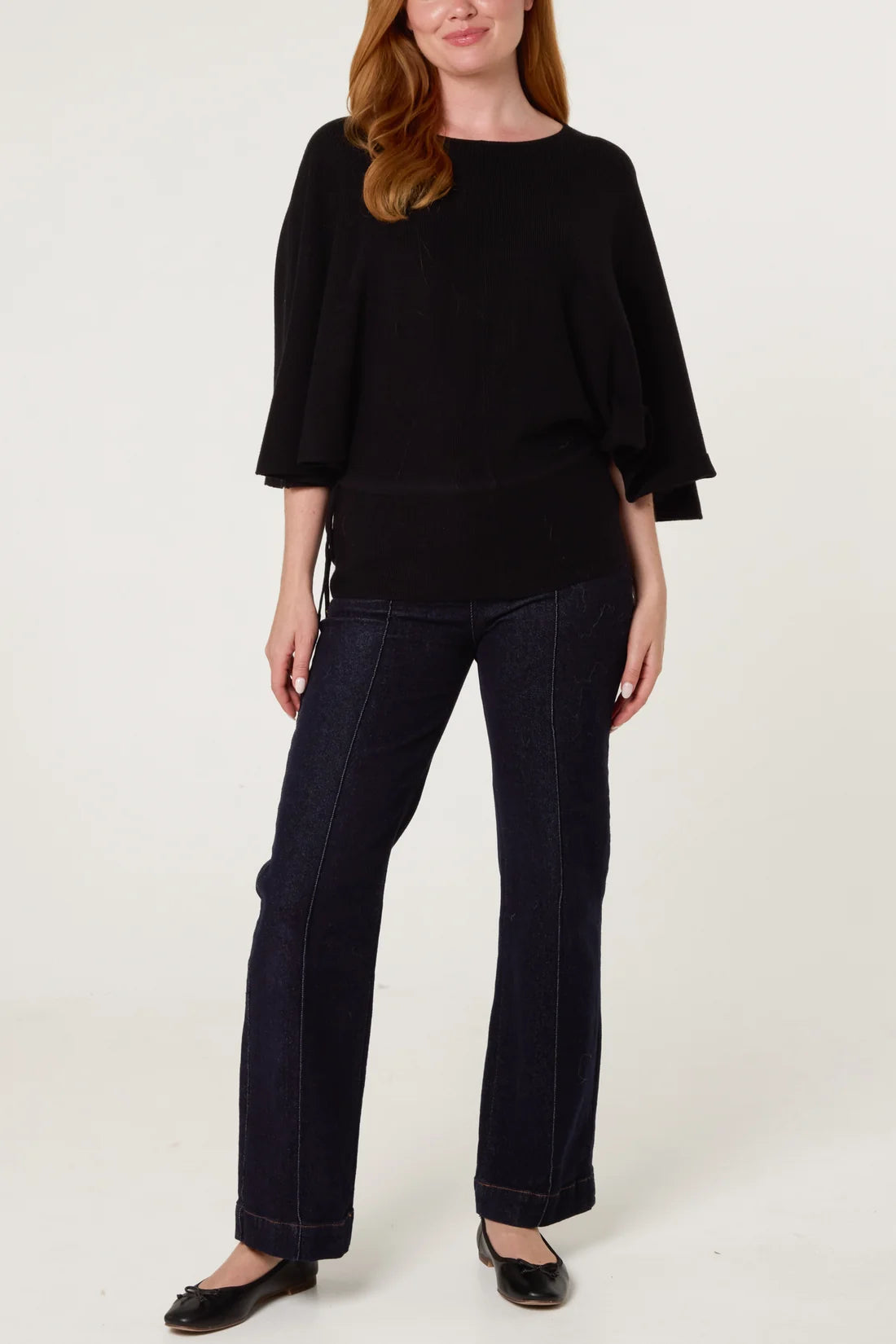 Boat Neck Knit Jumper with Side Tie