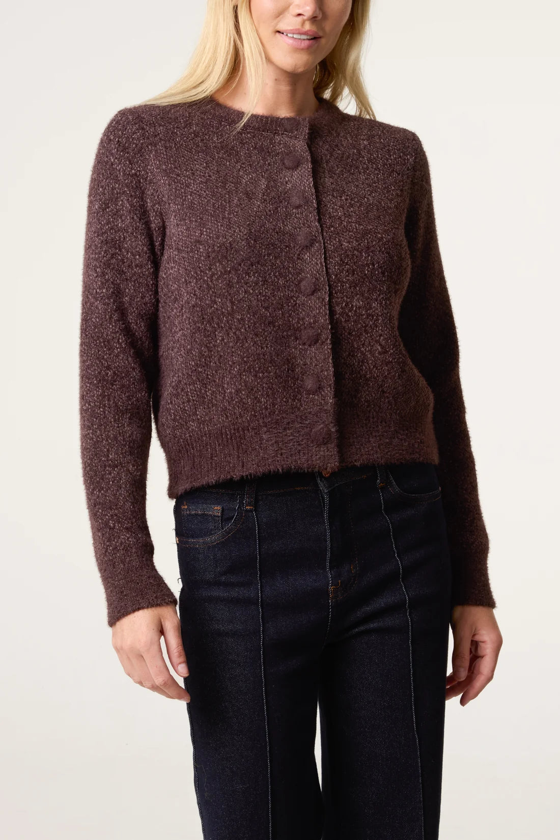 Textured Knit Cropped Cardigan
