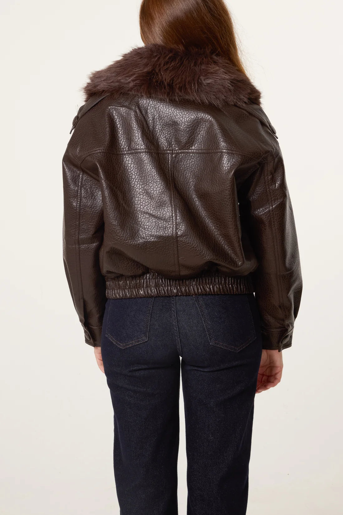 Faux Fur Collar Button Up Jacket
