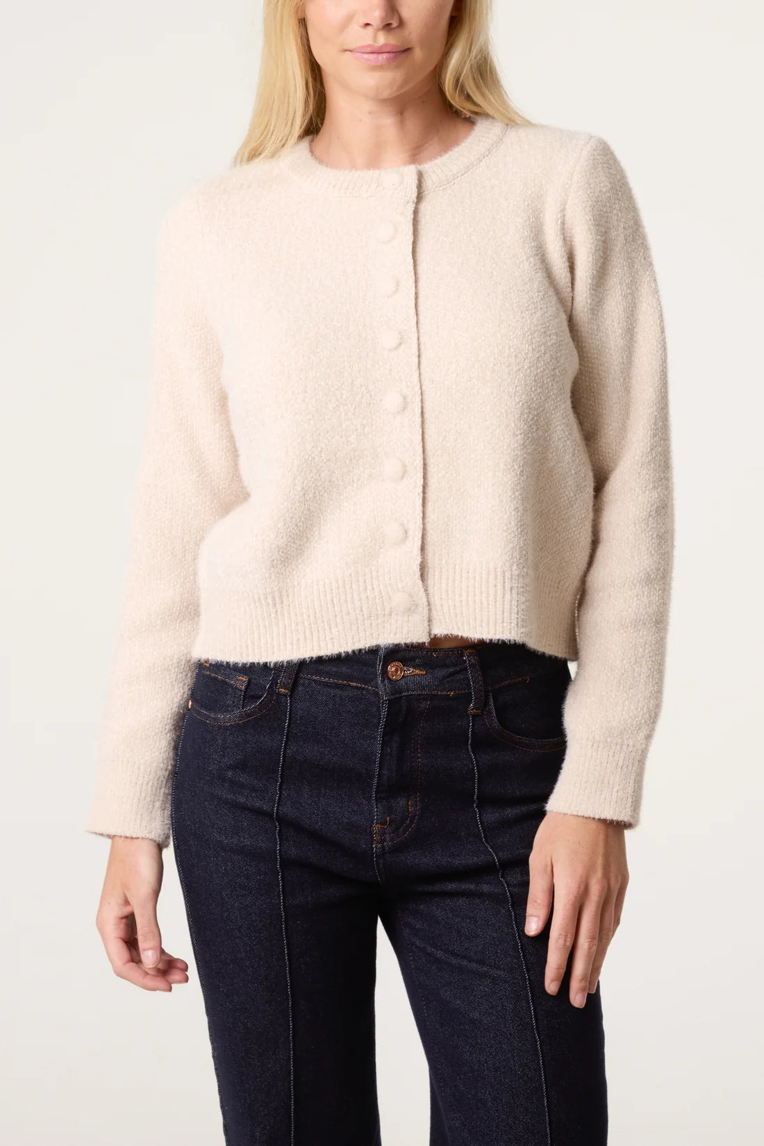 Textured Knit Cropped Cardigan