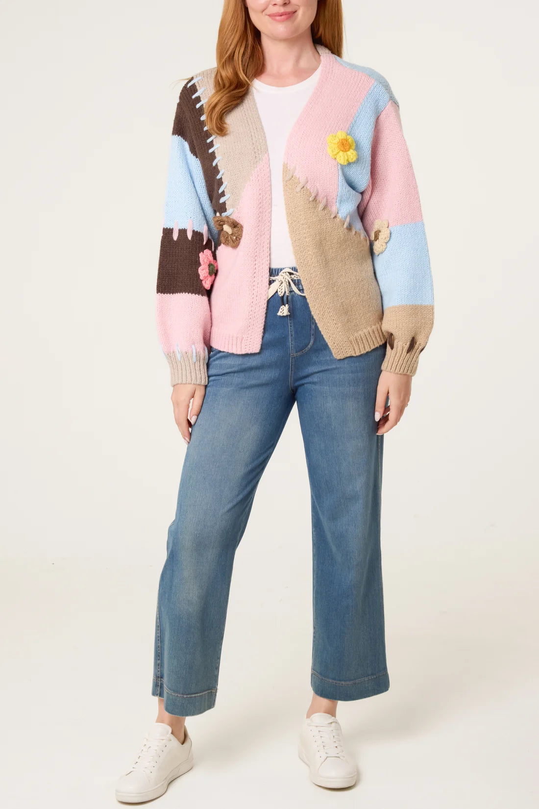 Patchwork Floral Appliqué Cardigan