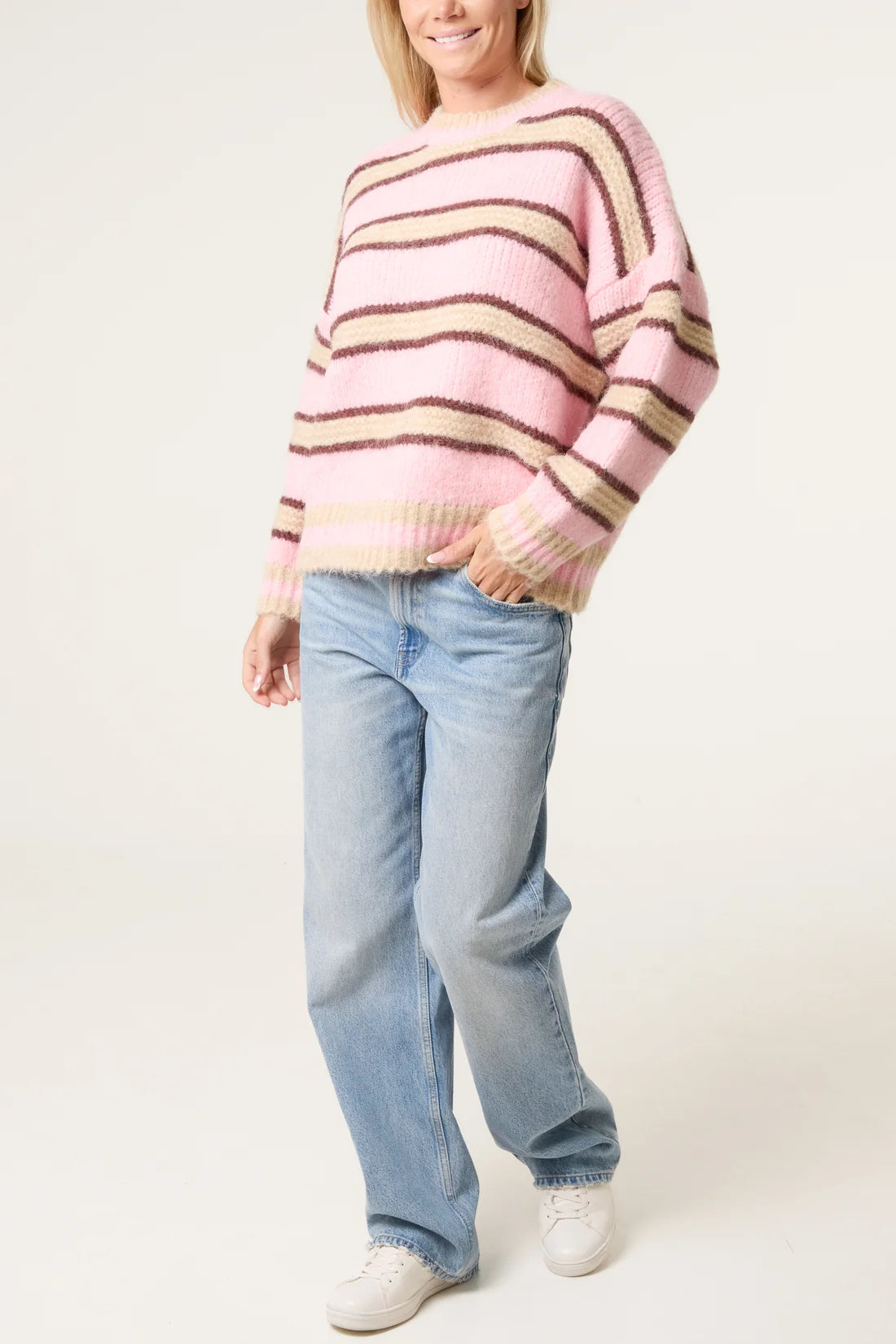 Striped Soft Knit Crew Neck Jumper