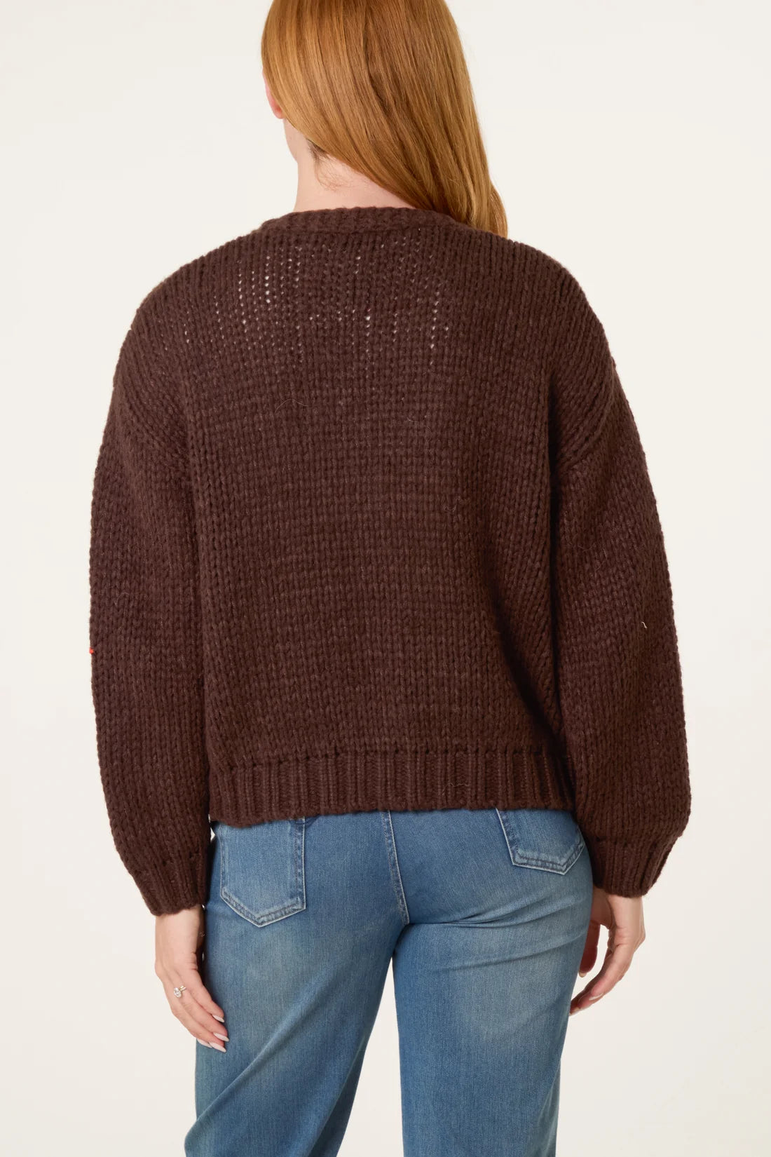 Embroidered Chunky Knit Cardigan
