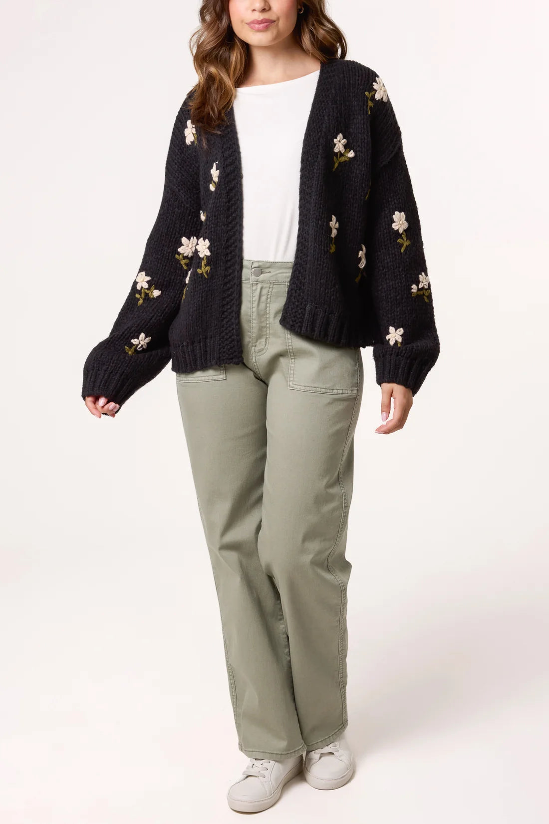 Embroidered Floral Knit Cardigan