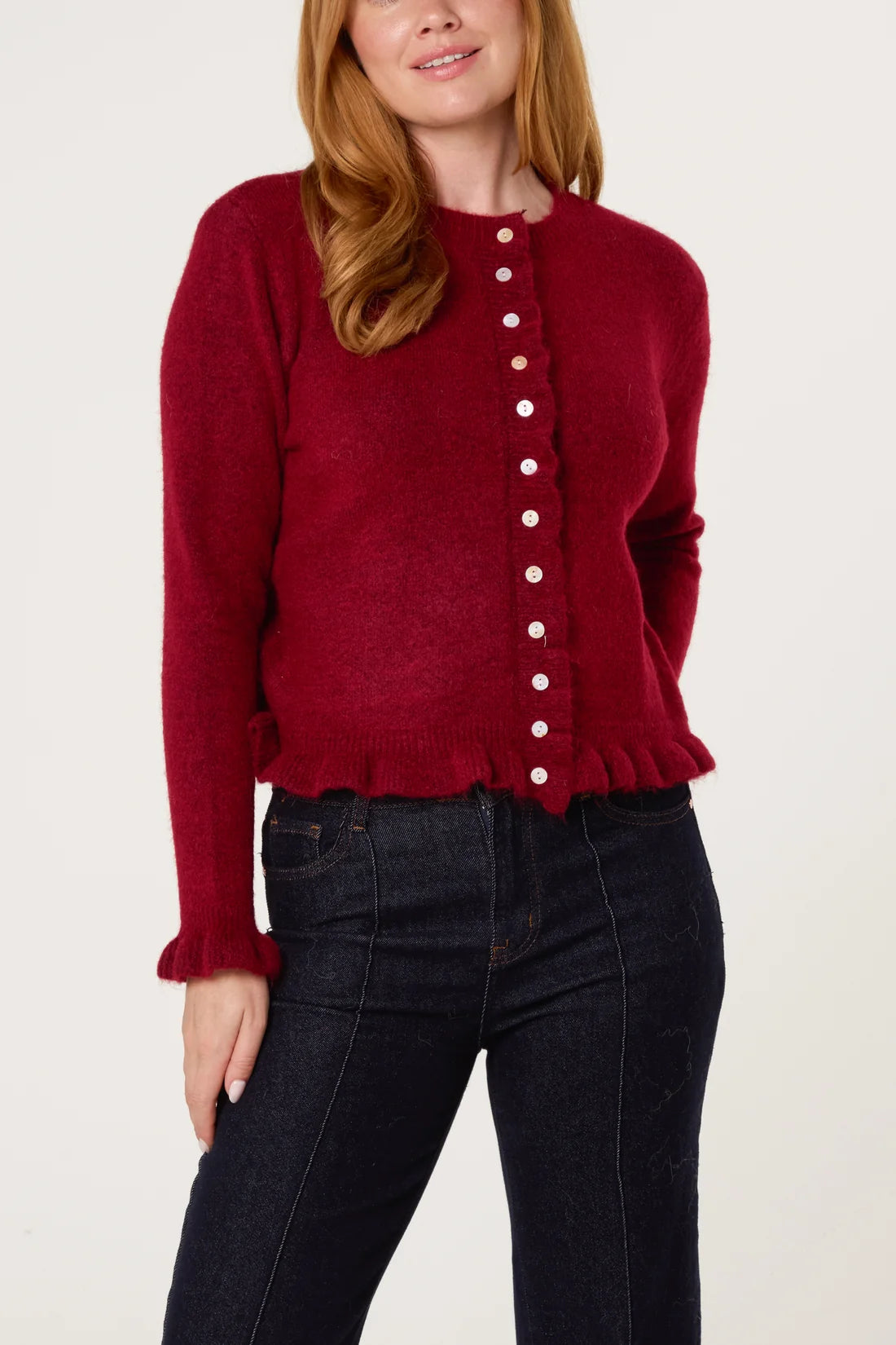 Ruffled Knit Cardigan