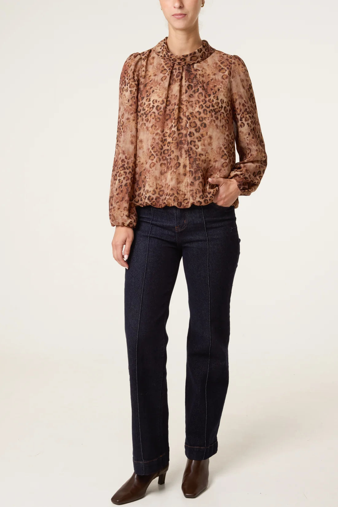 Animal Print Blouson Top