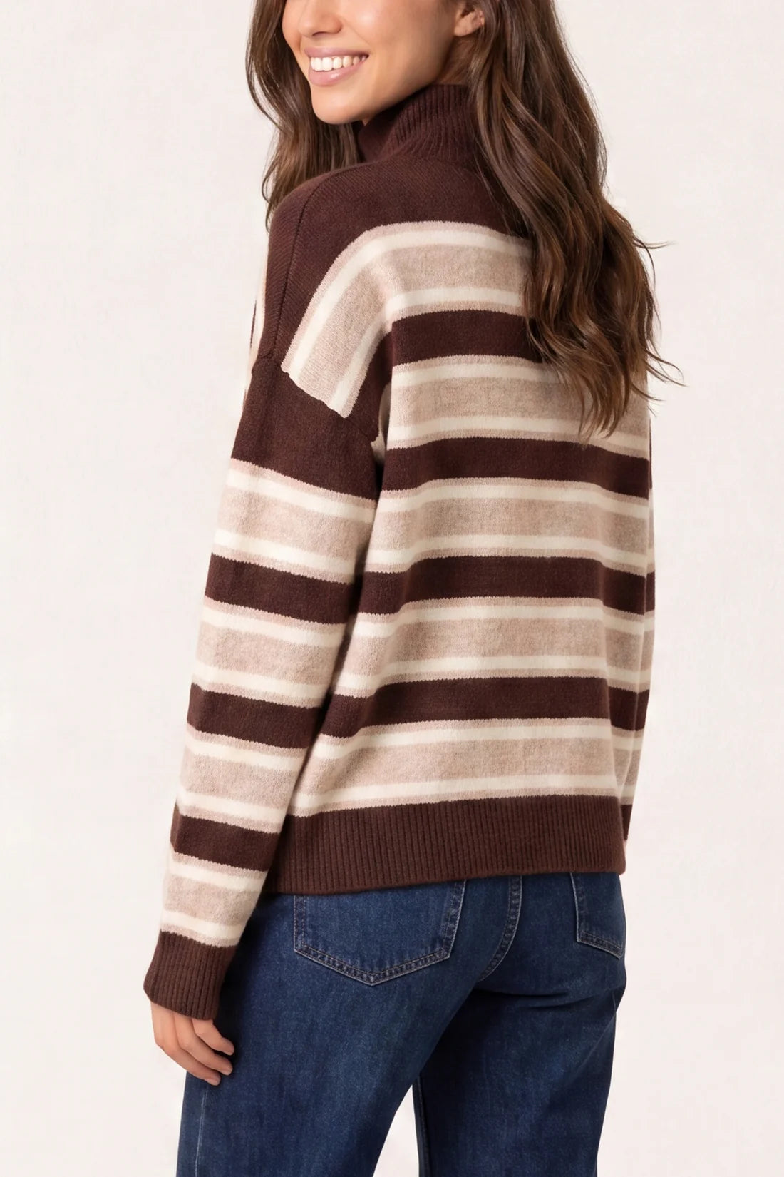 Striped Zip Neck Jumper