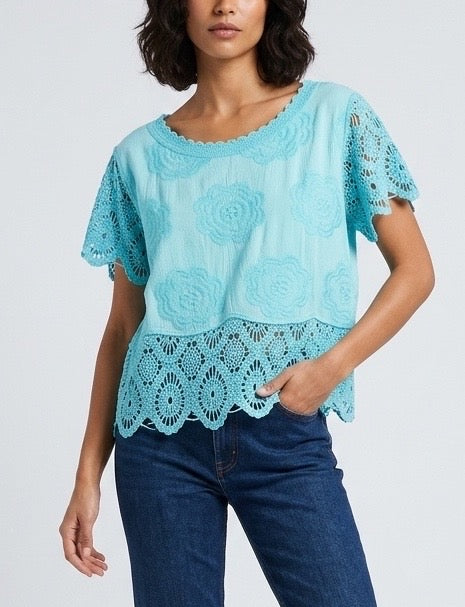 Embroidered Crochet Lace Blouse