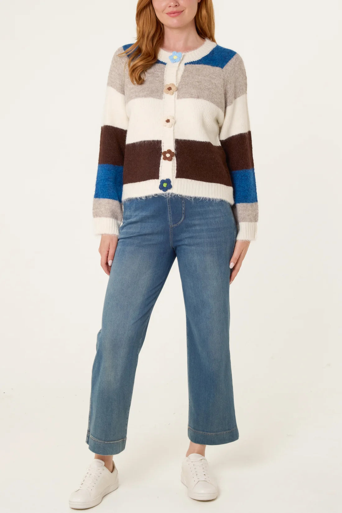 Striped Floral Button Cardigan