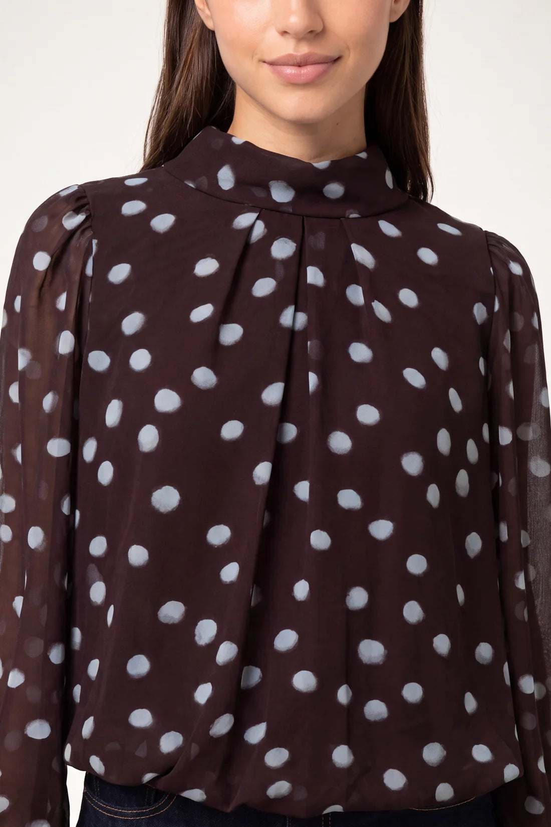 Polka Dot High Neck Blouse