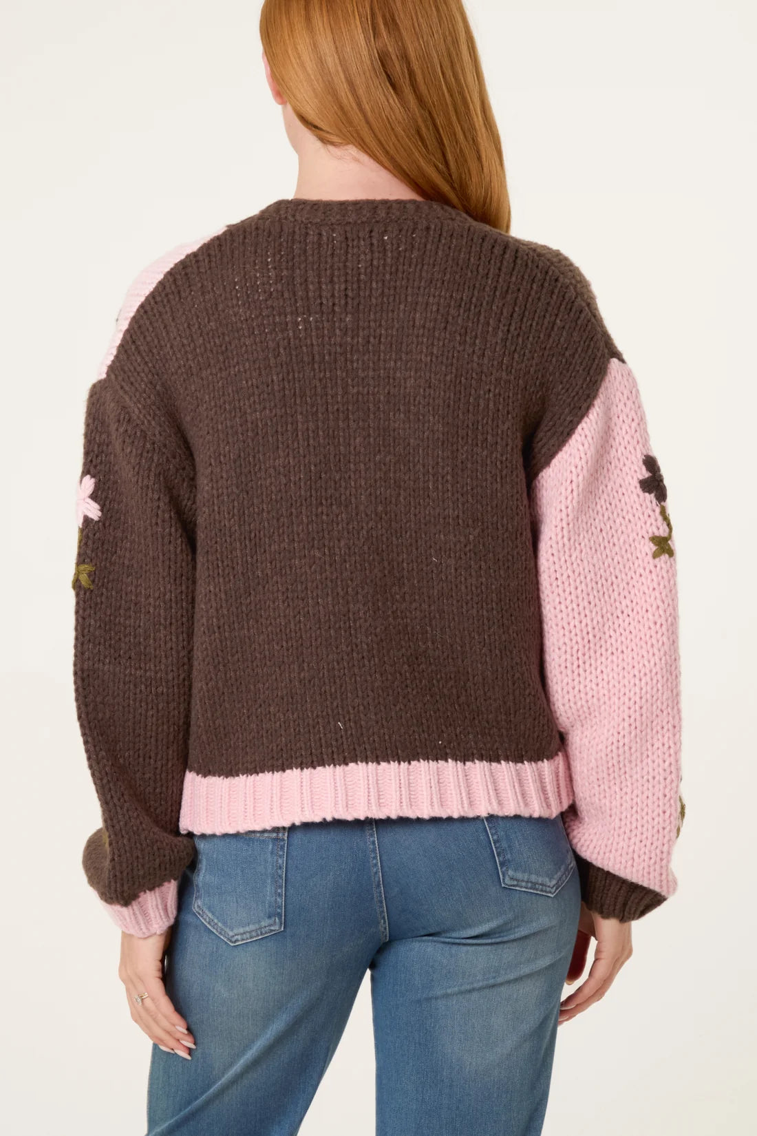 Embroidered Colour Combo Knit Cardigan