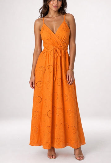 Embroidered Maxi Wrap Dress