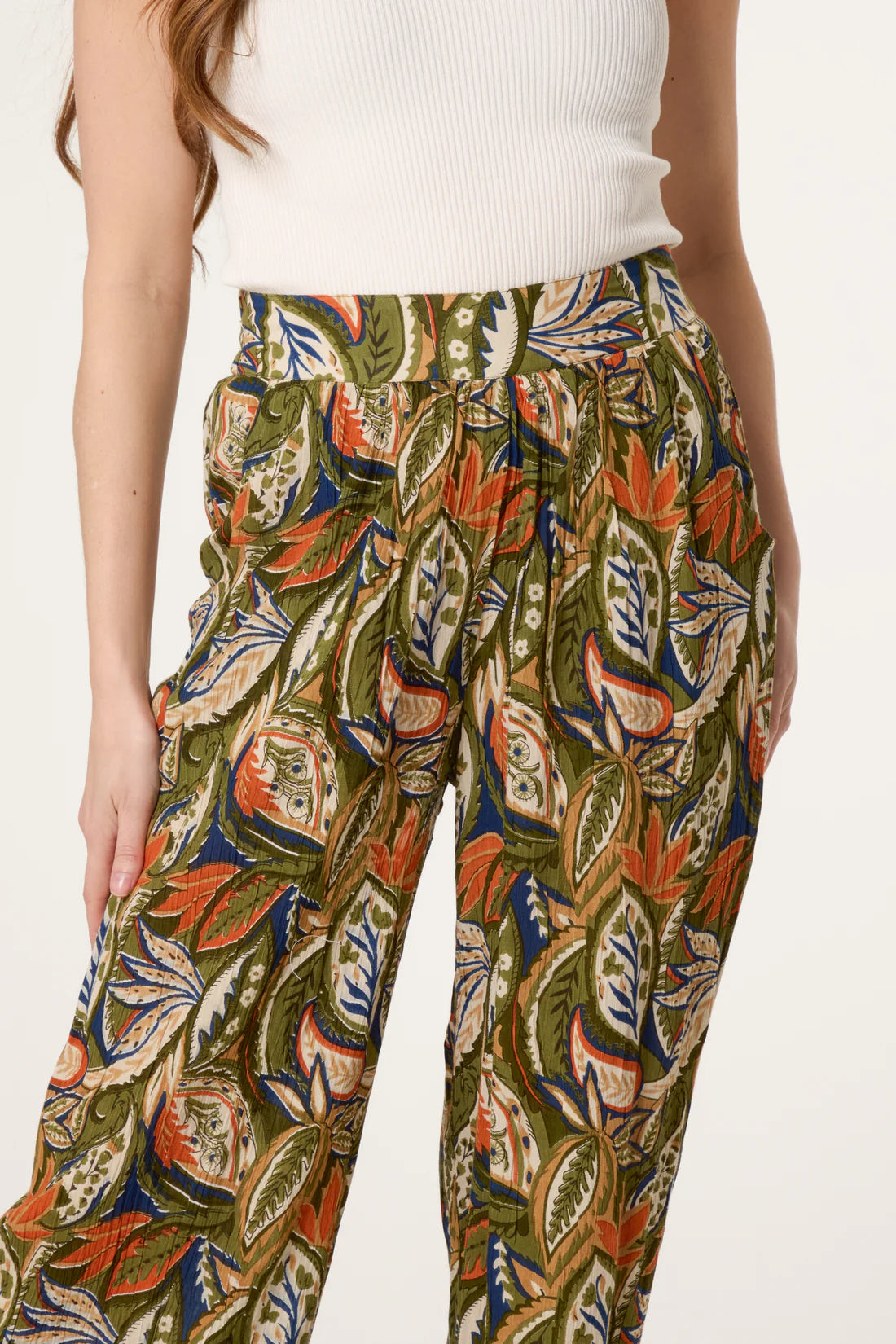 Paisley Print Wide-Leg Trousers