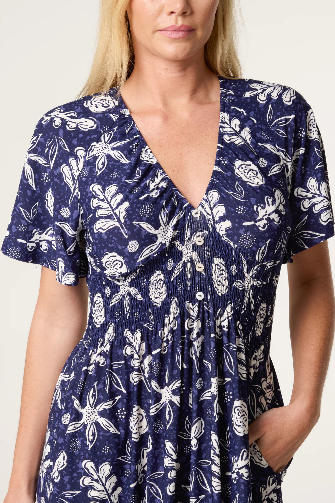 Gathered Empire Waist Midi Dress