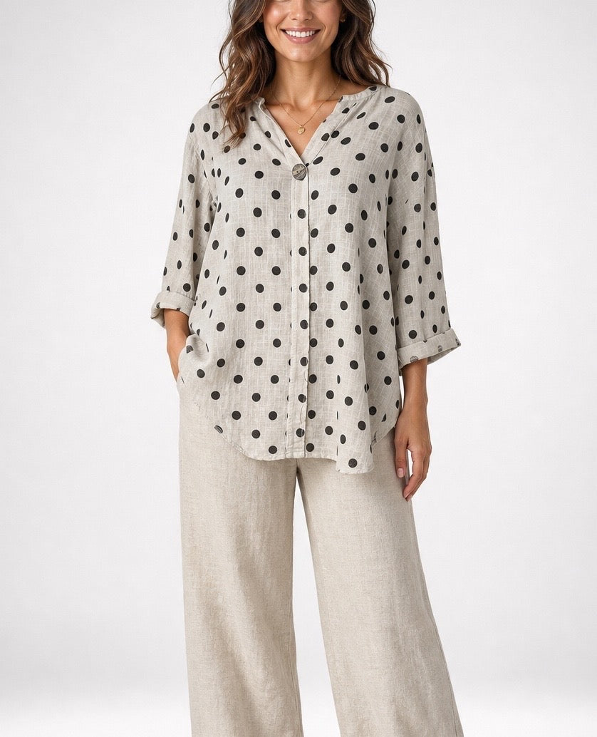 Polka Dot Cotton Blouse