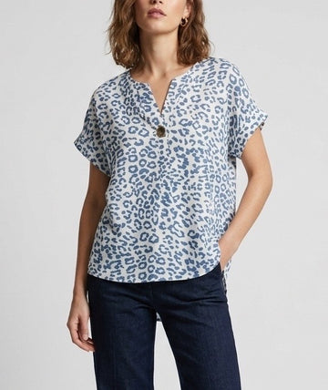 Animal Print V-Neck Blouse