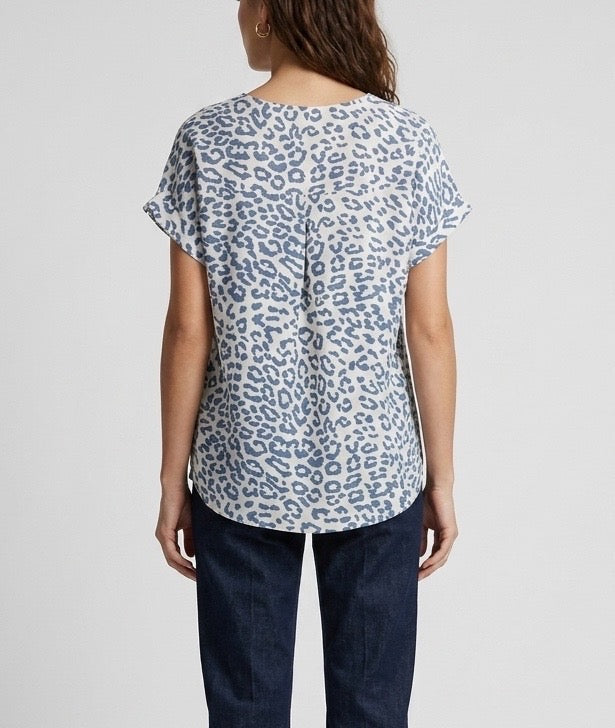 Animal Print V-Neck Blouse
